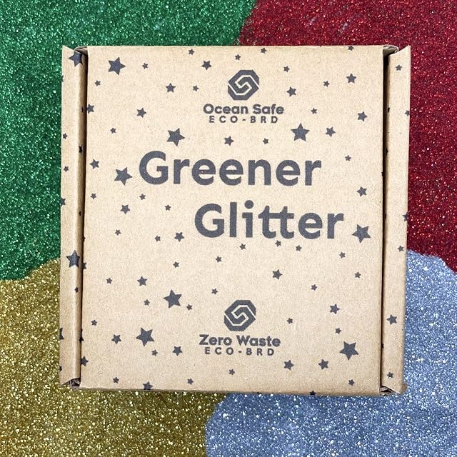 Greener Glitter 100% Plant not Plastic, No Guilt Biodegradable and Fully Compostable, Eco, Ocean Safe, Zero-Waste, Multi Pack (Fine Grain) - Red, Green, Gold and Silver (40g Total)