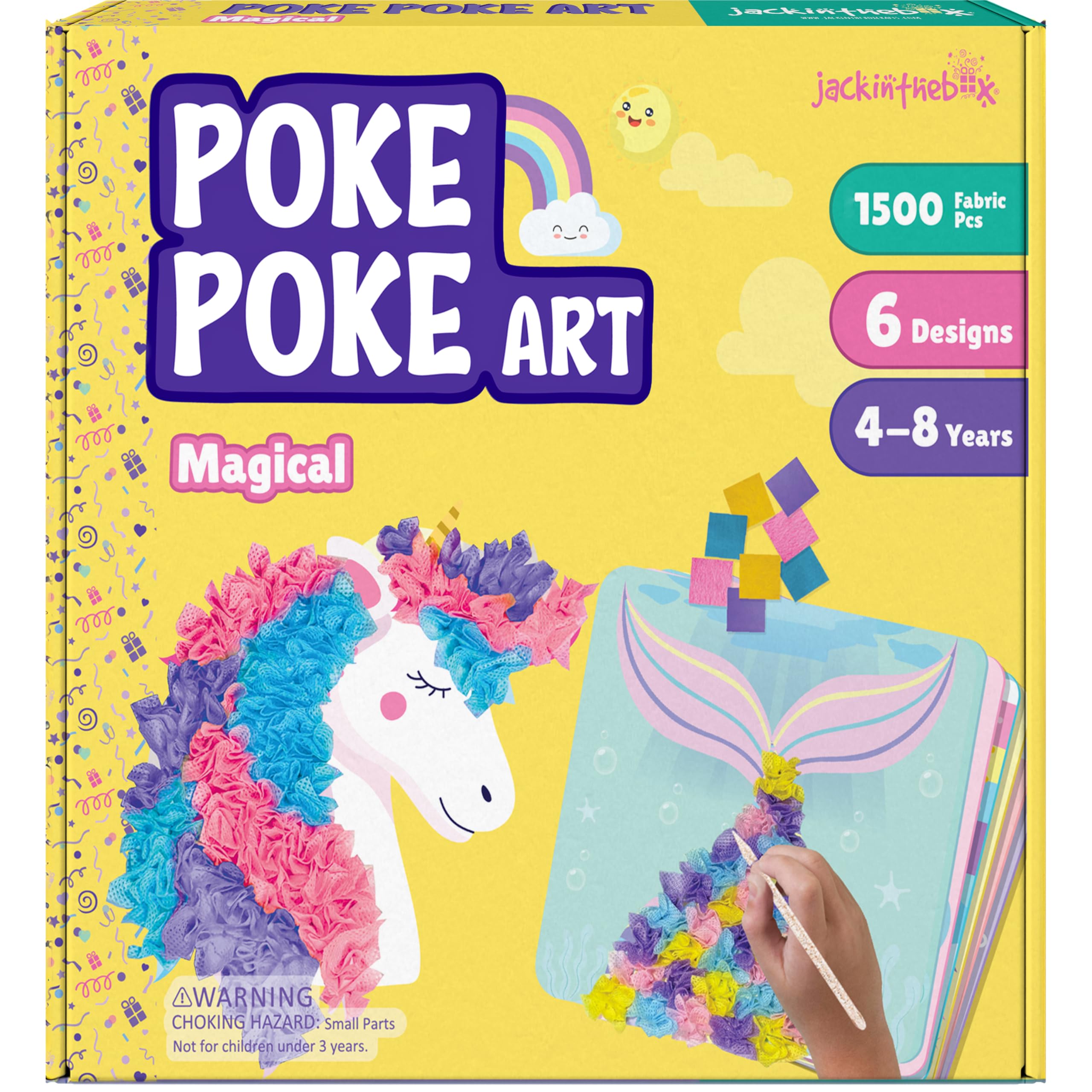 jackinthebox Poke Poke Art for Kids Unicorn Mermaid Princess Cupcake No Mess Sewing Art Kids Boys 4 5 6 7 8 Years Old Kids Gift DIY Creative Activity