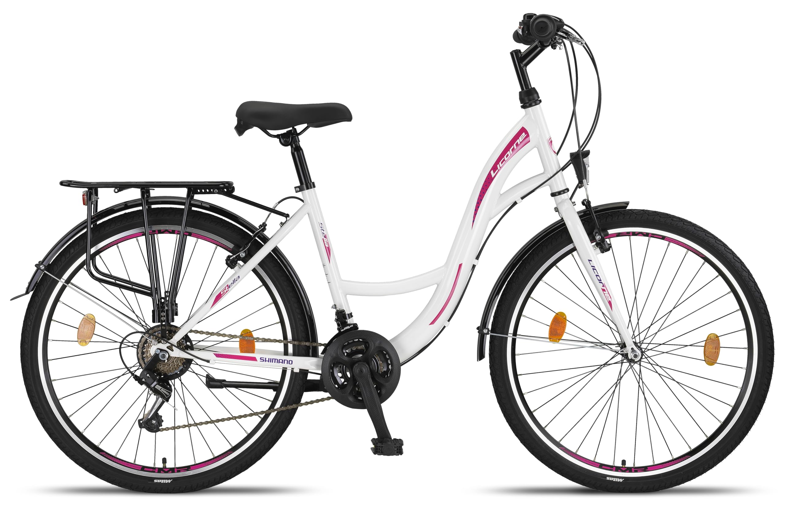 Licorne Bike, Stella - Bicicletta da città da 20”, 24”, 26” e 28”, per ragazze, ragazzi, uomini e donne, cambio a 21 marce (6 marce per 20”), city bike in stile olandese