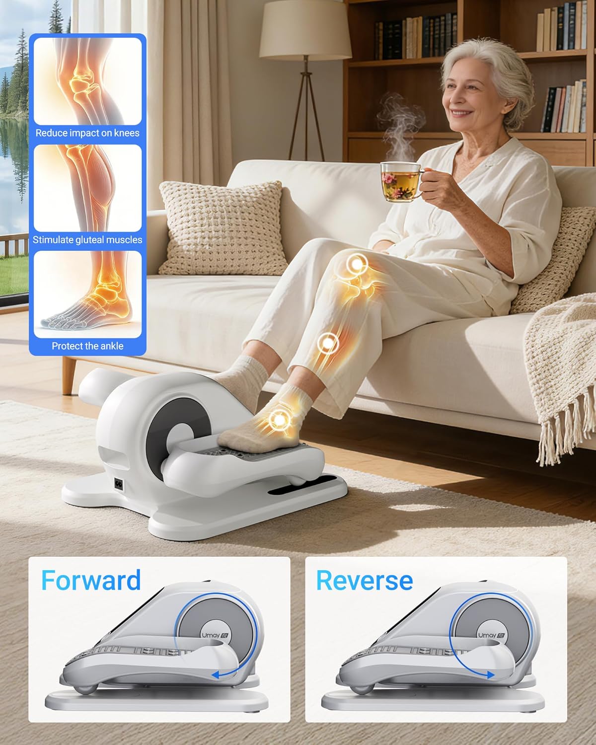 Under Desk Elliptical Machine, Electric Leg Exerciser for Seniors, Quiet & Portable Electric Seated Eclipse Exercise Training Machine with Remote, 12 Speeds & Mute Function, Manual & Auto Mode - Image 5