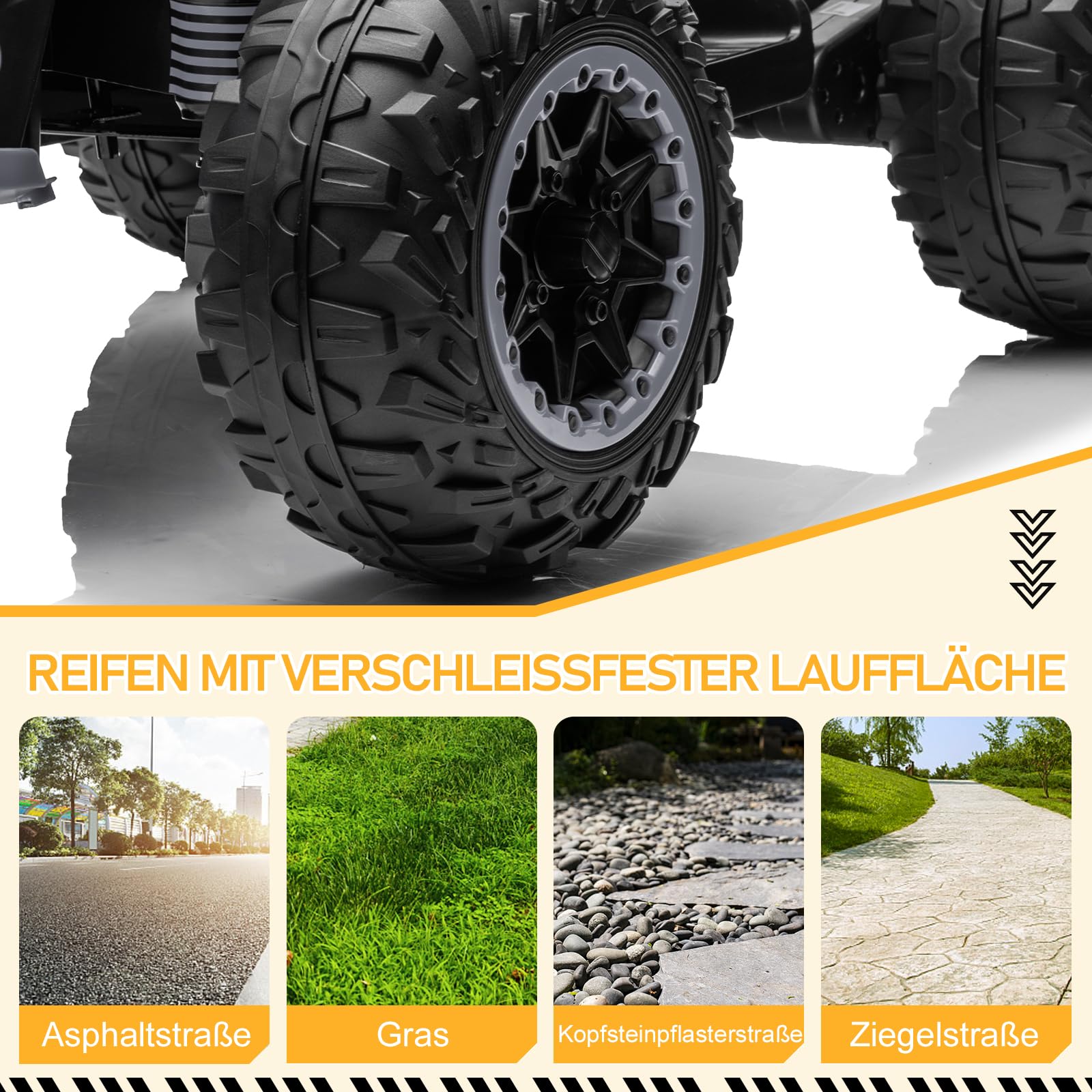 LALAHO Kinder Quad Elektro 12V Kinderquad, Kinderfahrzeug mit LED-Scheinwerfern, Musik & Hupe, Elektroauto mit 4 rutschfeste Räder & langsamer Start, für Kinder 3–8 Jahre alt (Schwarz 1)