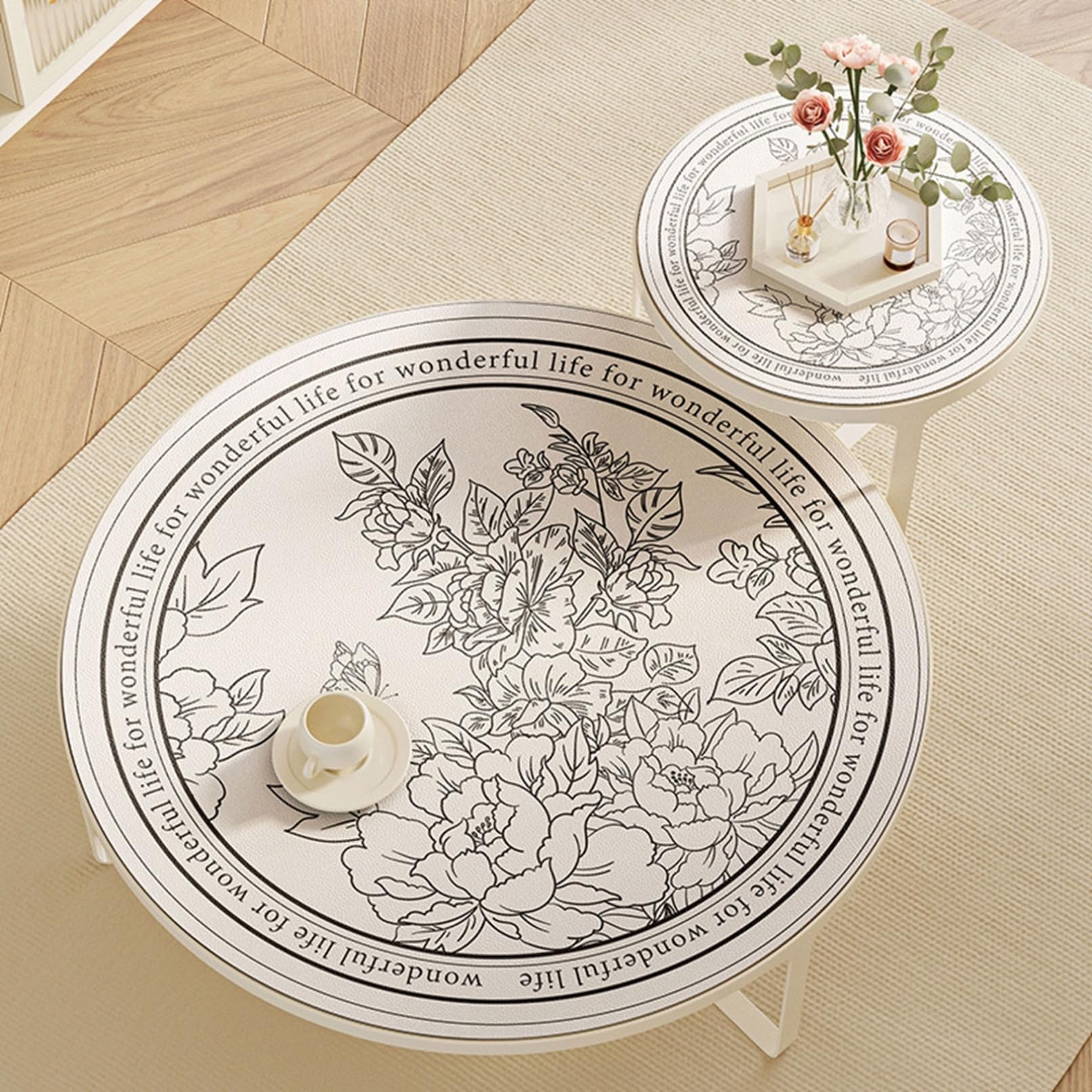 Amazon｜円形 テーブルクロス プリント 花柄 丸いテーブルクロス INS風 