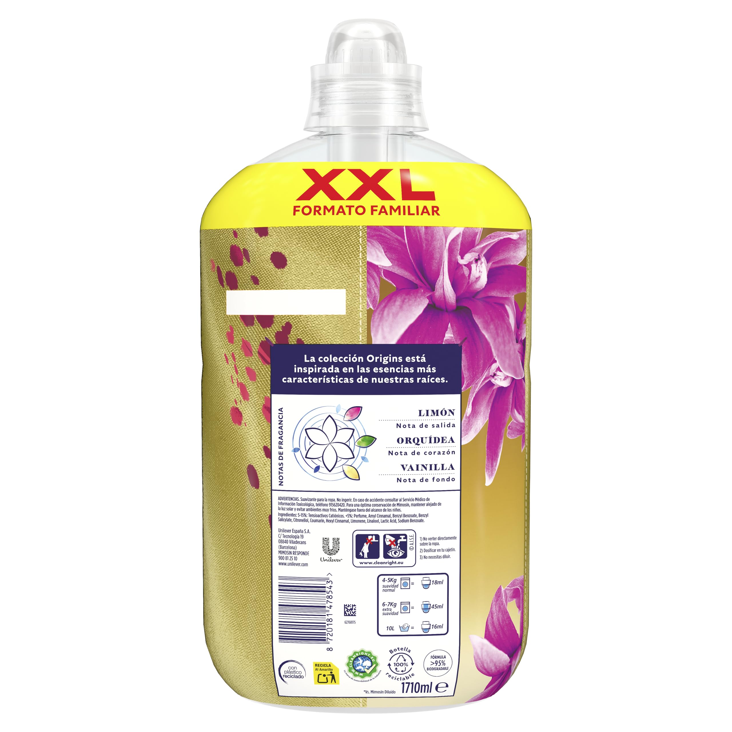 Mimosín Origins Suavizante Concentrado Lirio Cautivador, 6 x 95 lavados