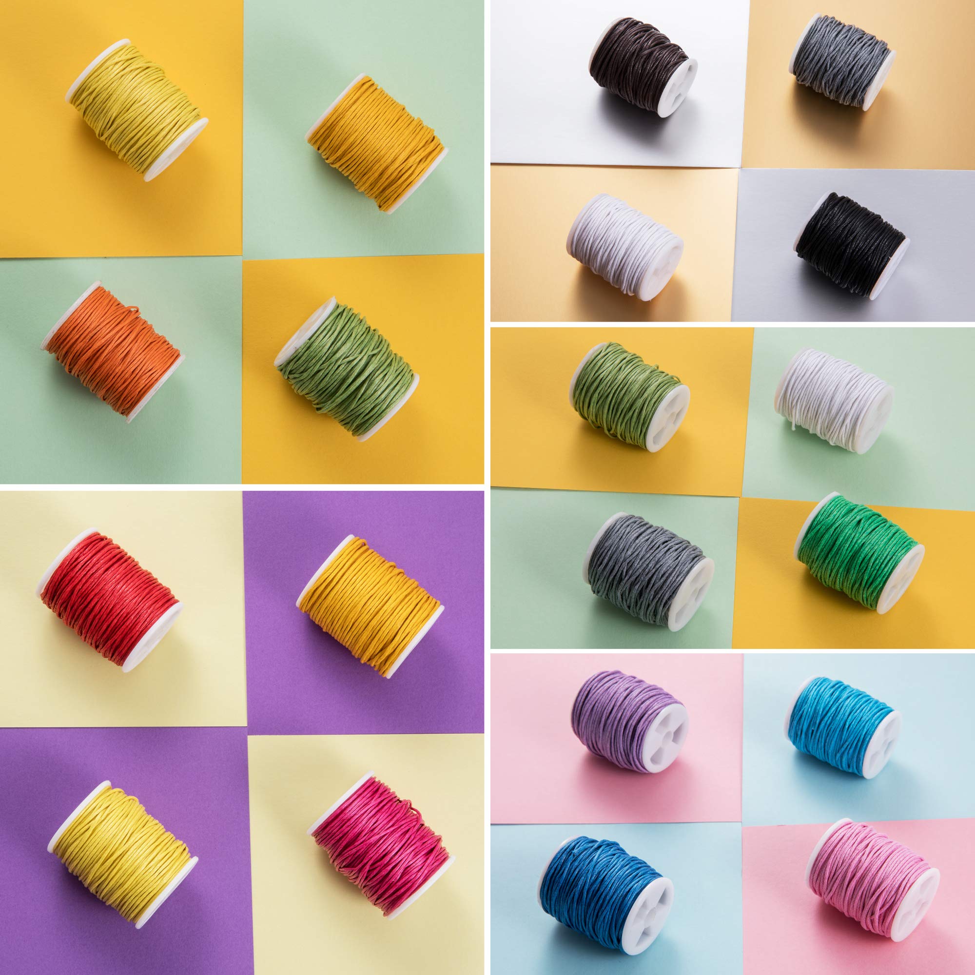 DARENYI Lot De 15 Rouleaux Cordon Ciré 1 Mm – 15 Couleurs Pour Bracelets, Bijoux Et Macramé (10 M Chacun)