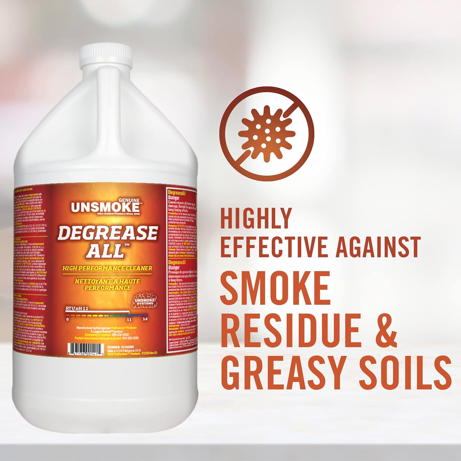 Degrease-All High-Performance Degreaser and Multisurface Cleaner, Cleaning Solution for Grease Removal, 1-Gal Bottle (Pack of 4)