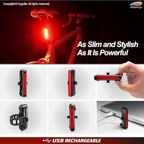 Miniatura 5 de Cygolite Hotrod 120, 90, 50 lúmenes, modelos de luz trasera para bicicleta, modos nocturnos y diurnos, LED amplios y brillantes, compacto elegante,