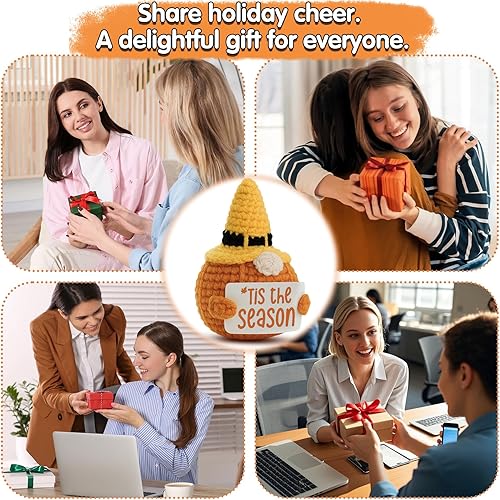 Miniatura 6 de Tis The Season - Muñeca de ganchillo hecha a mano con diseño de sombrero de bruja de Halloween, acogedora vibraciones de otoño, cosecha de Acción de