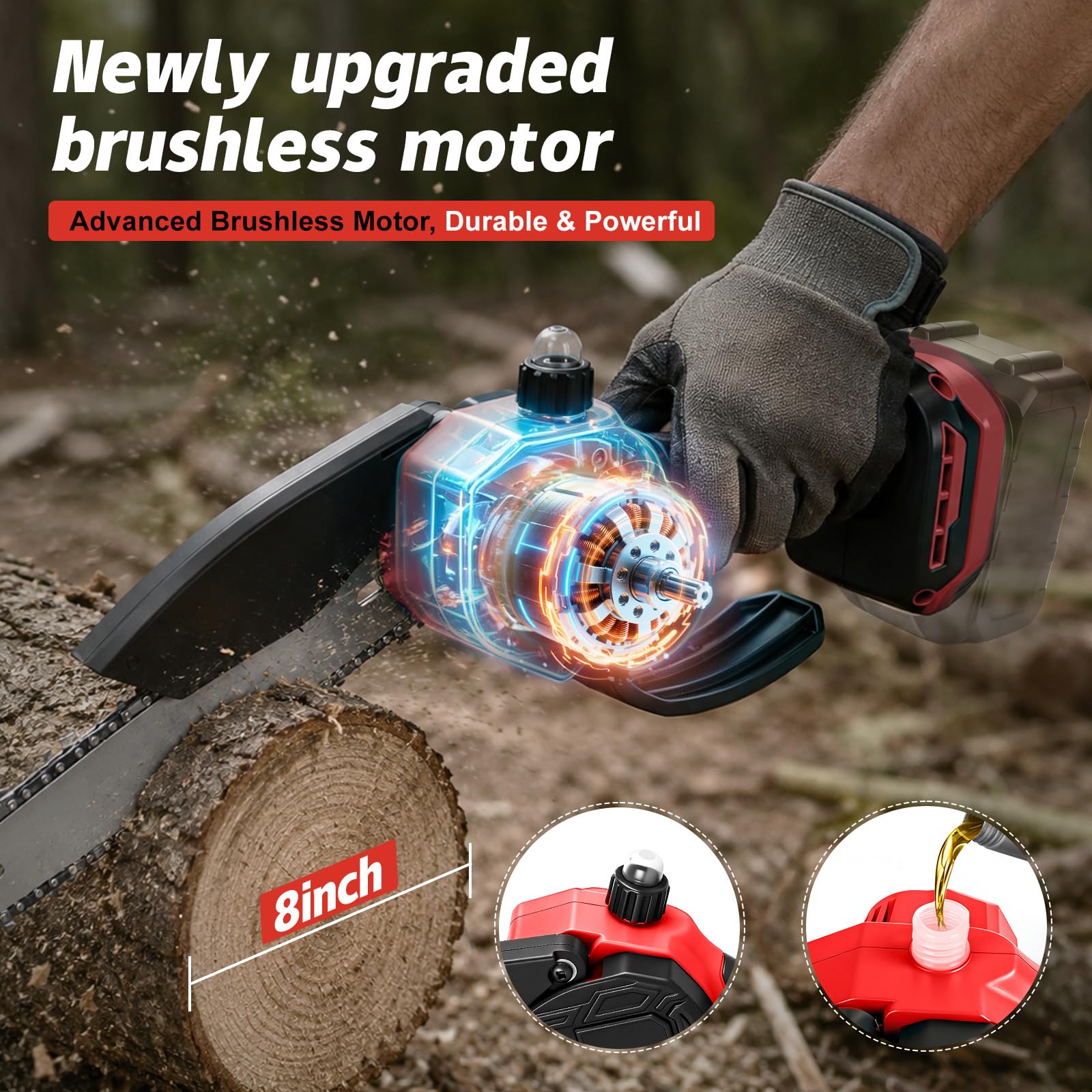 Tijeras Cortasetos Telescopica, 8 Pulgadas Mini Motosierra & 28 mm Tijeras de Podar Eléctricas para Milwaukee M18 18V batería, 6 en 1 Kit de Herramientas de Jardín, Alcance Máximo Hasta 4,5 m