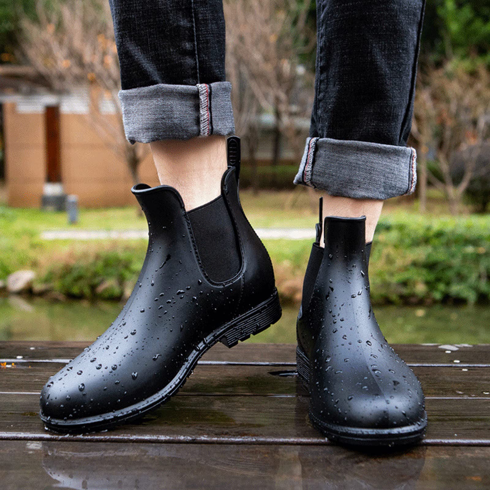 Geweo Stivali Di Gomma Donna Chelsea Uomo Impermeabile Antivento in Nero Marrone Grigio Rosso Bianco Taglia 35-43