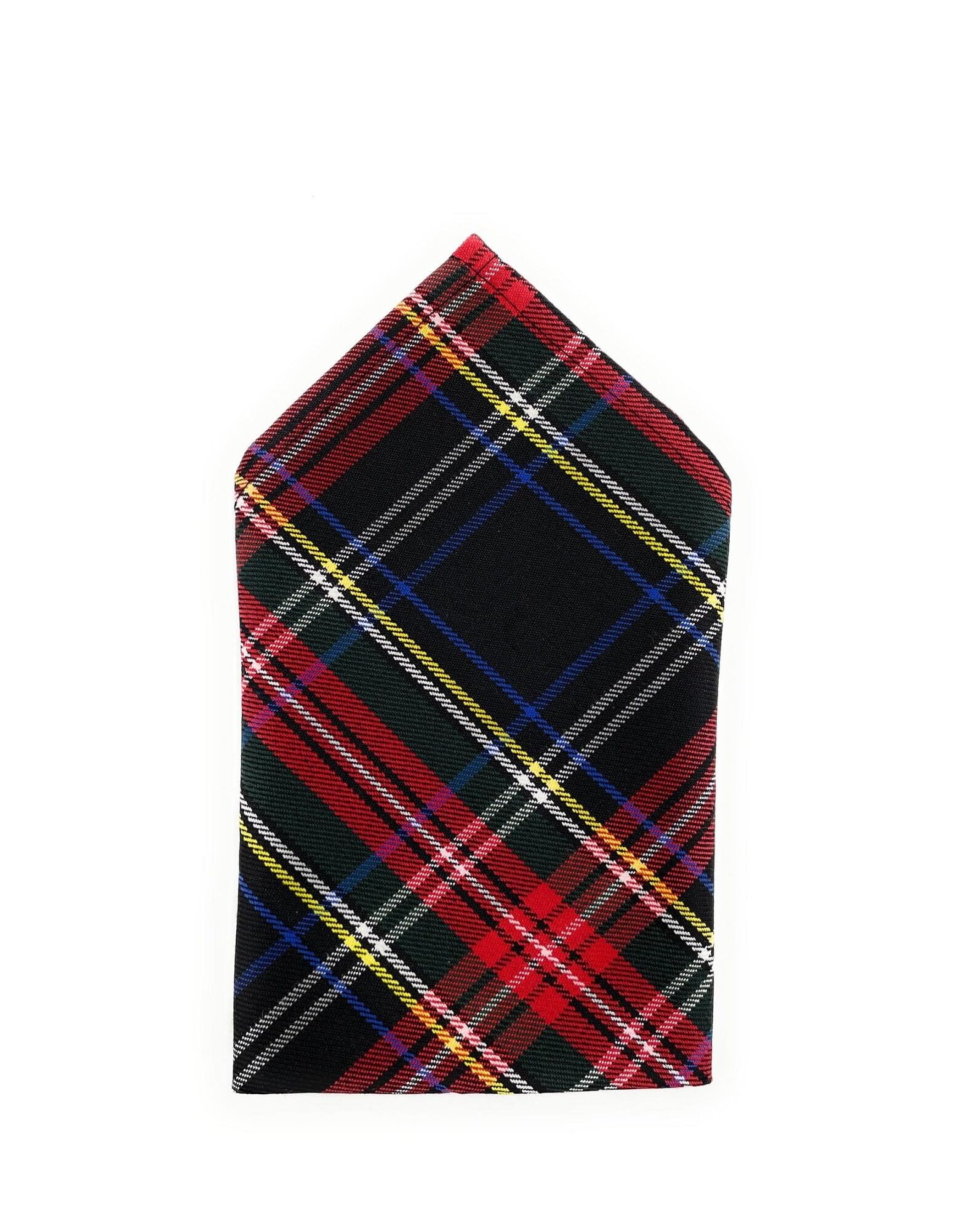 Tartan Pocket Square Handkerchief 26cm x 26cm (Black Stewart)