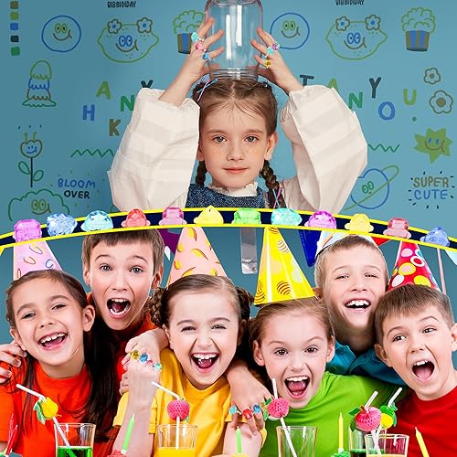 Miniatura 6 de 100 anillos de gemas para niños, juguetes a granel, anillos de diamantes para fiestas para niños y niñas, accesorios de vestir coloridos para