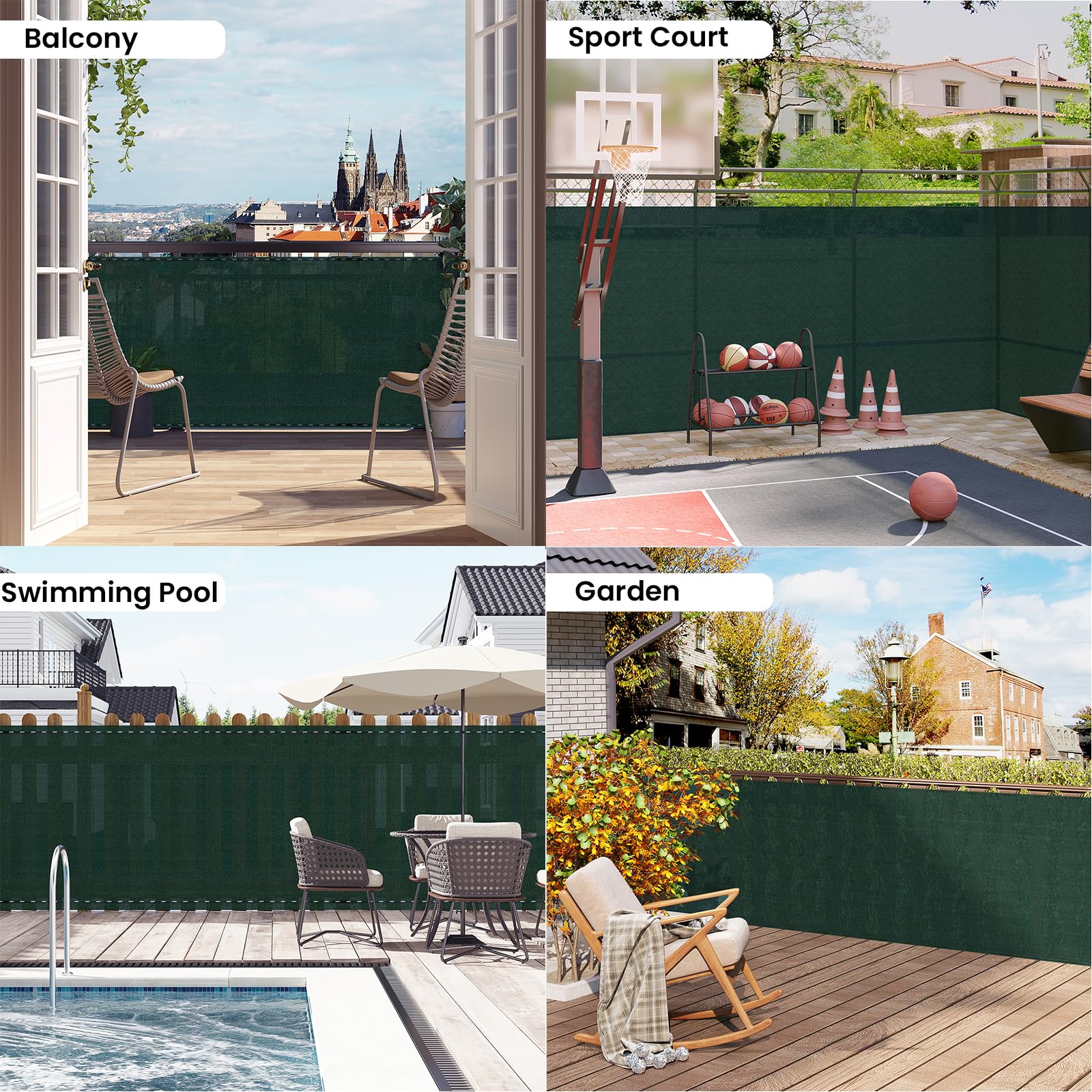 WOLTU Rete Ombreggiante 1,2x25 m, Frangivista per Recinzione Giardino, Telo Frangivento da Esterno, con Occhielli e Fascette, Resistente alle Intemperie, per Balcone, in HDPE 180g/m², Verde
