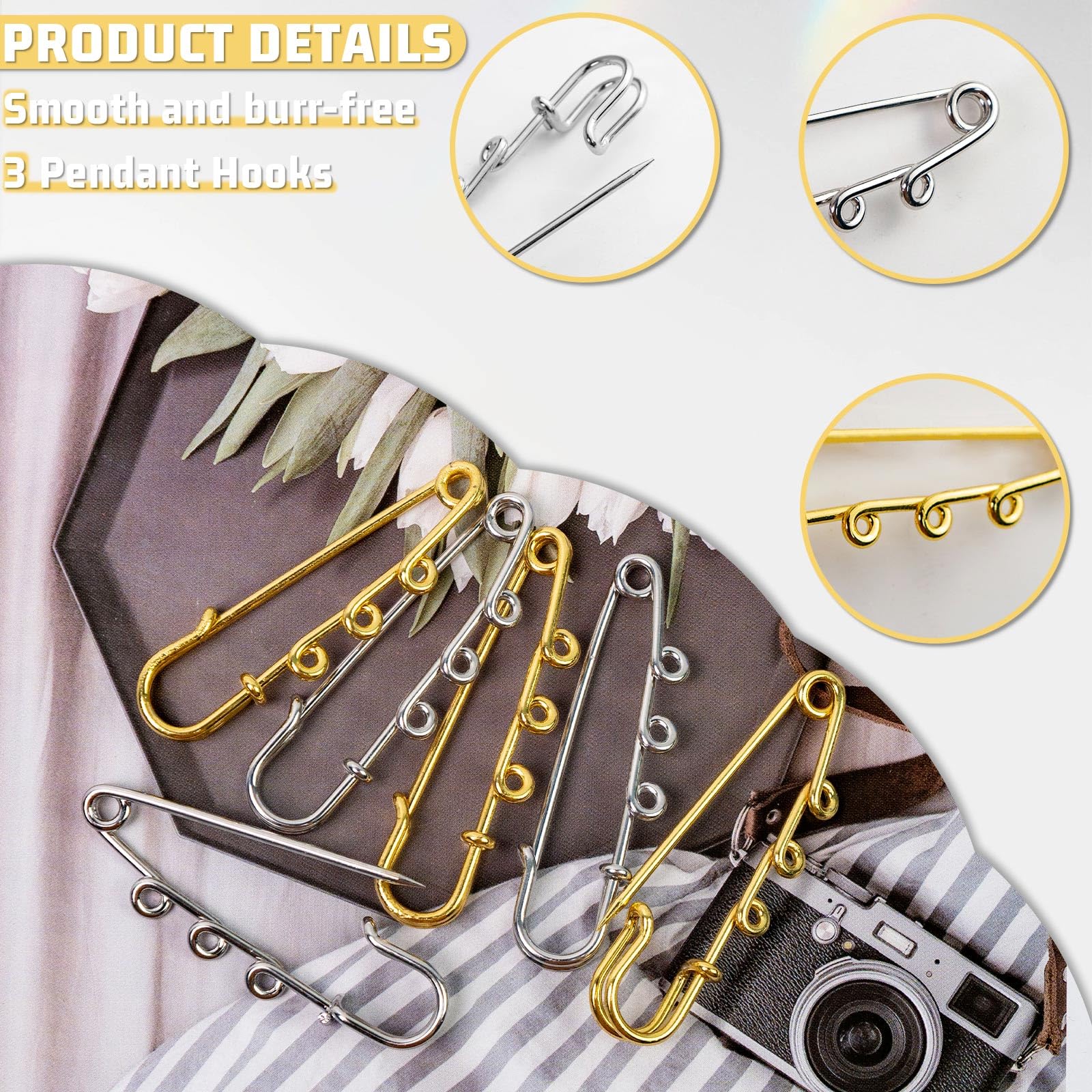 Sewing Clips Mini 250x Assorted 4-Sizes - Strong Nickel Plated Steel, Rust Resistant - For Clothes And Ideal For Art & Crafts, DIY, Pinning, Hemming, Dressmaking, Sewing And More Small Safety Pins