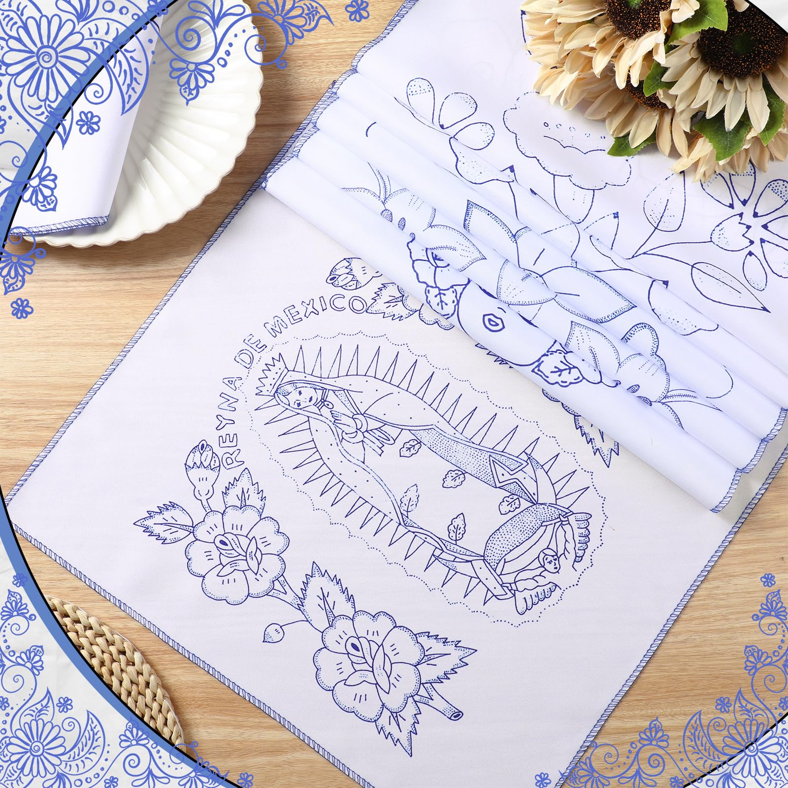 Tioncy 12 tovaglioli messicani ricamati Servilletas para Bordar a Mano riutilizzabili e lavabili, tovaglioli messicani per disegni assortiti, fai da te, ricami a punto croce, per casa, eventi, regali,