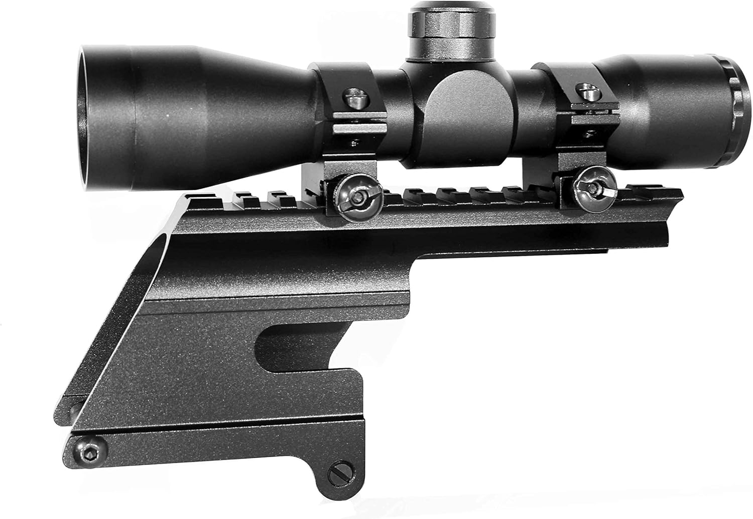Winchester 1200 Hunting Scope with Mount Black Hunting Optics Tactical Accessory Home Defense mildot Reticle Picatinny Weaver Mount Adapter Aluminum Black Single Rail.