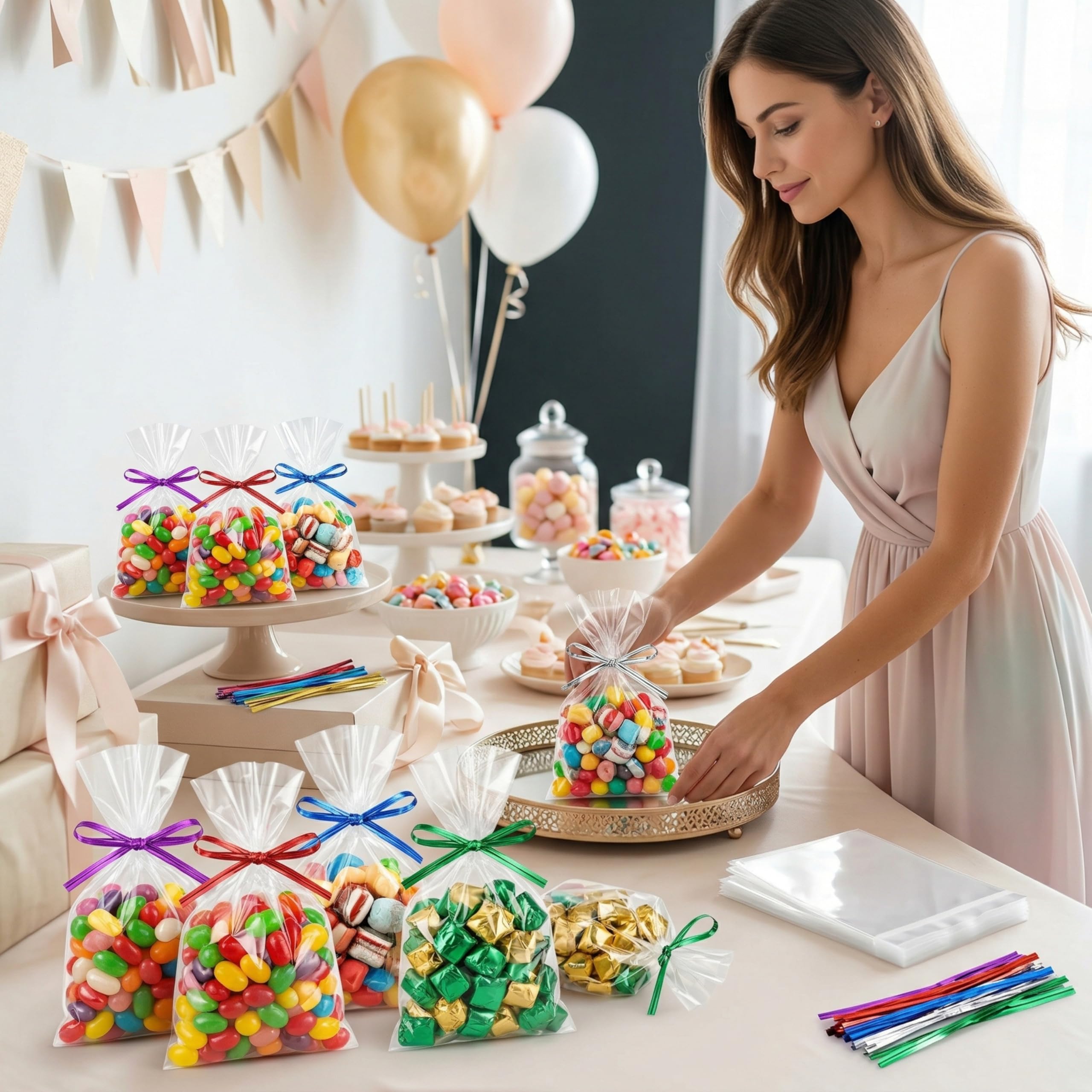 6x9 Cellophane Treat Bags with Ties 200 Clear Goodie Cookie Bags — Amazon image 7