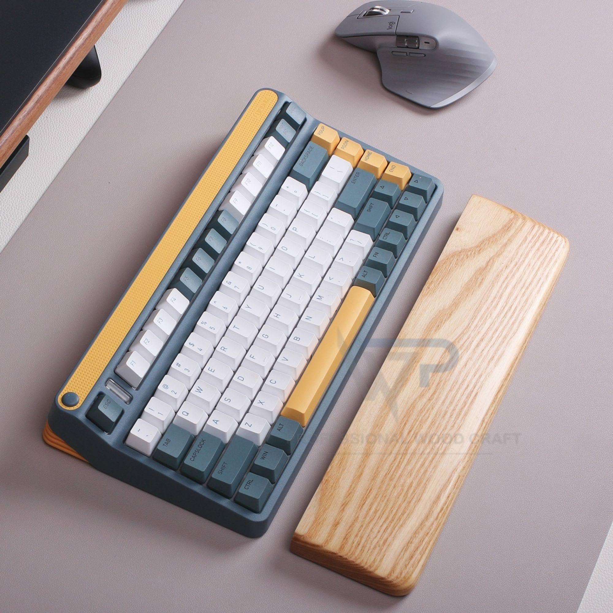 Professional Wood raft Wooden Palm Rest Wrist Rest pad for 60-Keys Keyboard, Handmade Solid Pine Wood. Wrist Support, Desk Accessories, Home Office, Gift for Him, Corporate Gift (11.8 inch)