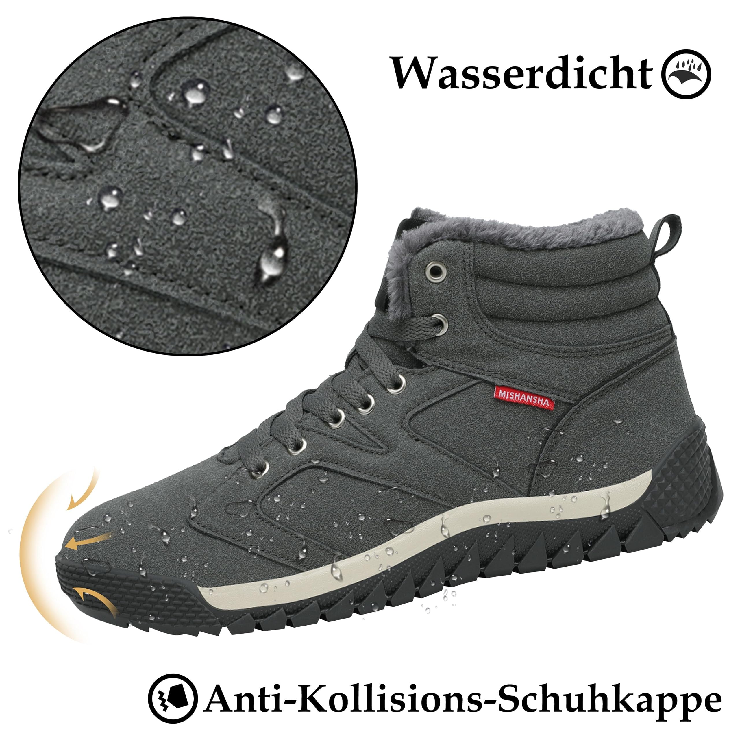 Mishansha Stivali da Invernali per Uomo Caldi Antiscivolo Scarpe da Neve, Gr.38-48 EU