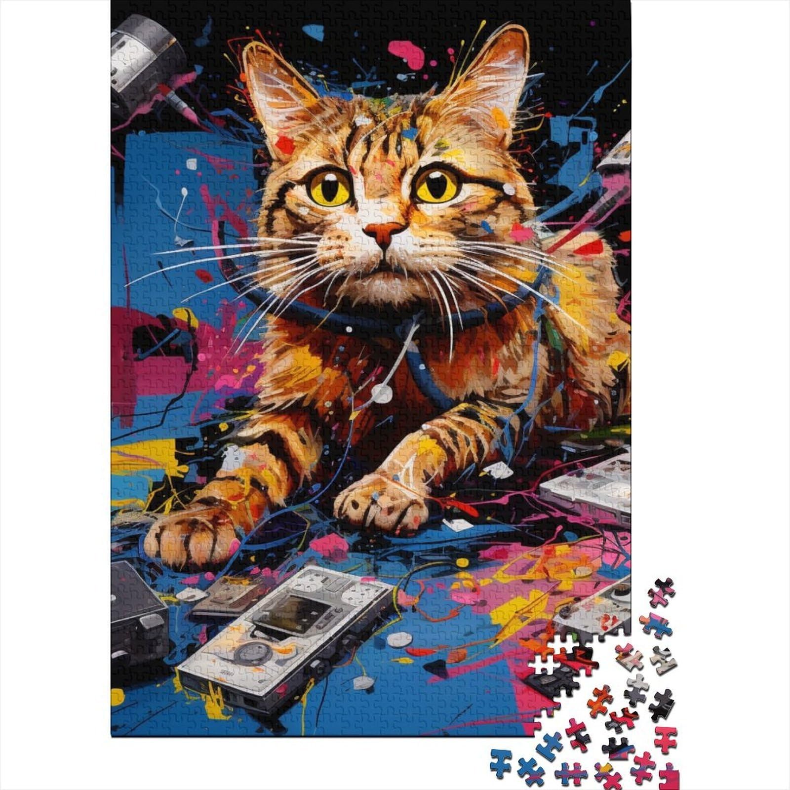 Colorful Cat Art 1000pc adult puzzle paper puzzle wall art