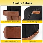 Vorspack Sac de toilette de voyage - Sac de toilette suspendu pour hommes Toile résistante à l'eau Sac de rasage pour le voyage, Noir, Moyen, Classique