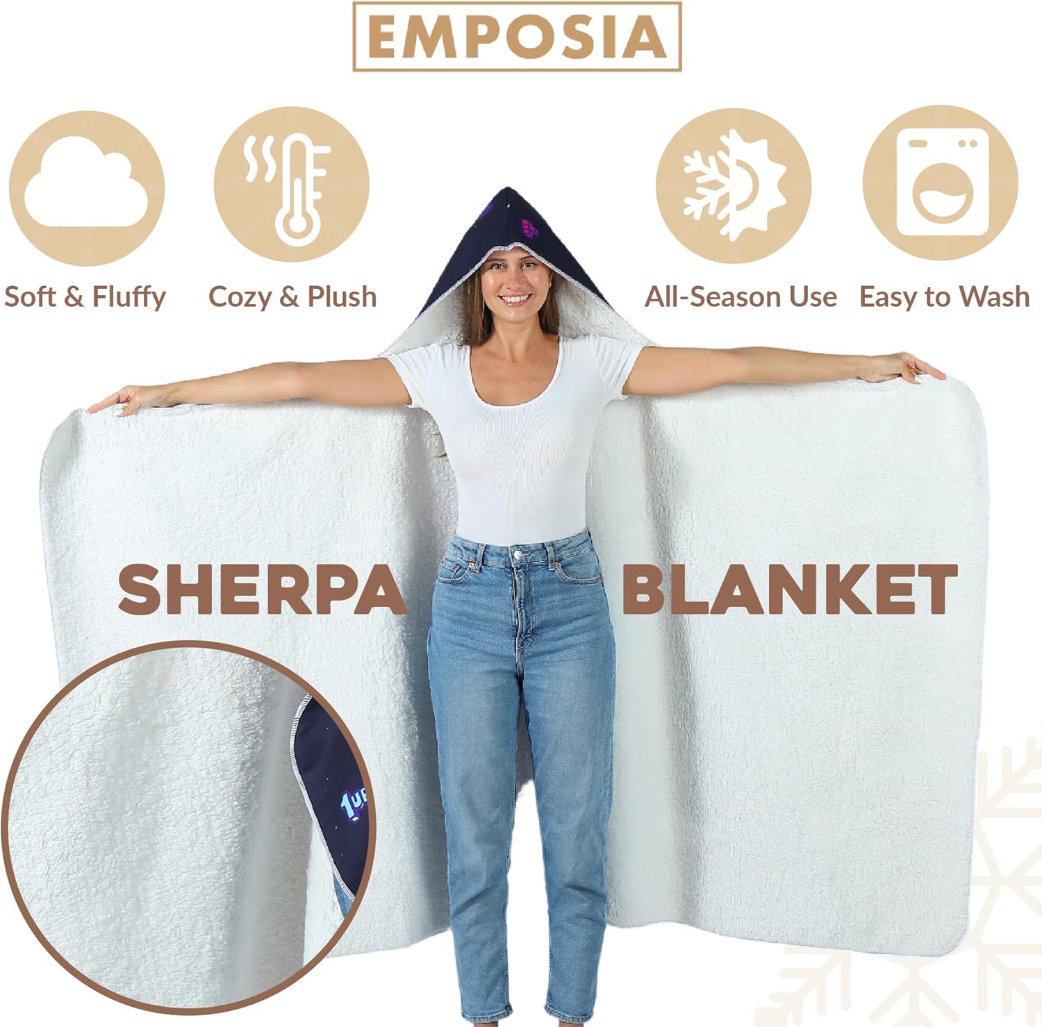 Wearable Hooded Blanket - Featuring Comfy Sherpa Hood & Smooth Fleece Hoodie Combined