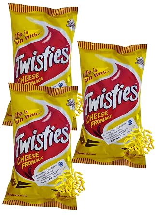 Twisties الجبن Fromage وجبة خفيفة حزمة من 3 × 100 جرام Ea حقيبة شيدر الجبن نكهة، نفث الوجبات الخفيفة