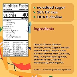 Cerebelly Organic Baby Food Pouches Variety Pack, Veggie & Fruit Purees, 16 Nutrients, No Added Sugar, Fiber & Non-GMO, 4oz, 8 Pack