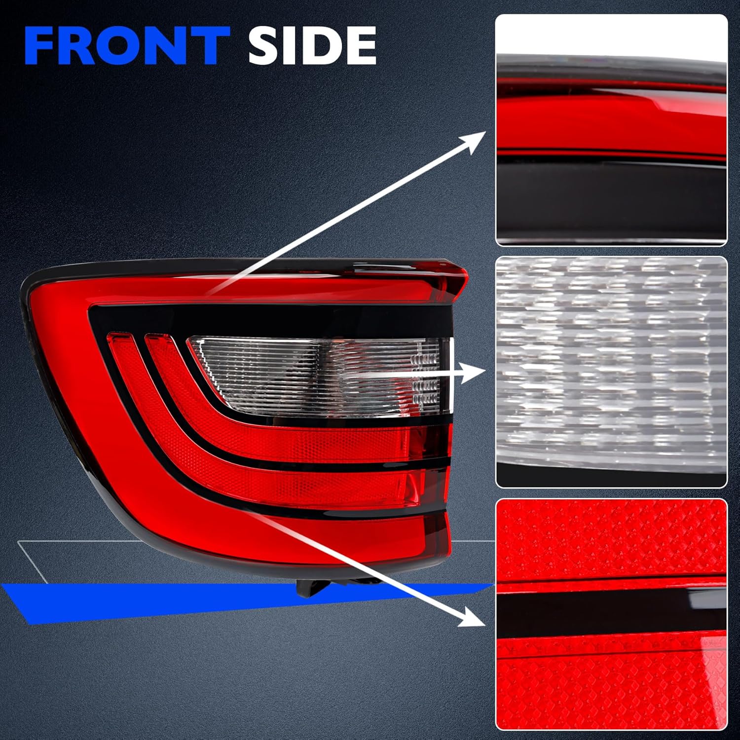 LED Tail light Left Compatible with 2014-2023 Dodge Durango Driver Outer Side, Replace 68155949AD 68272127AA 68155949AC Rear Driving Running Lamps Brake Turn Signal Lamp