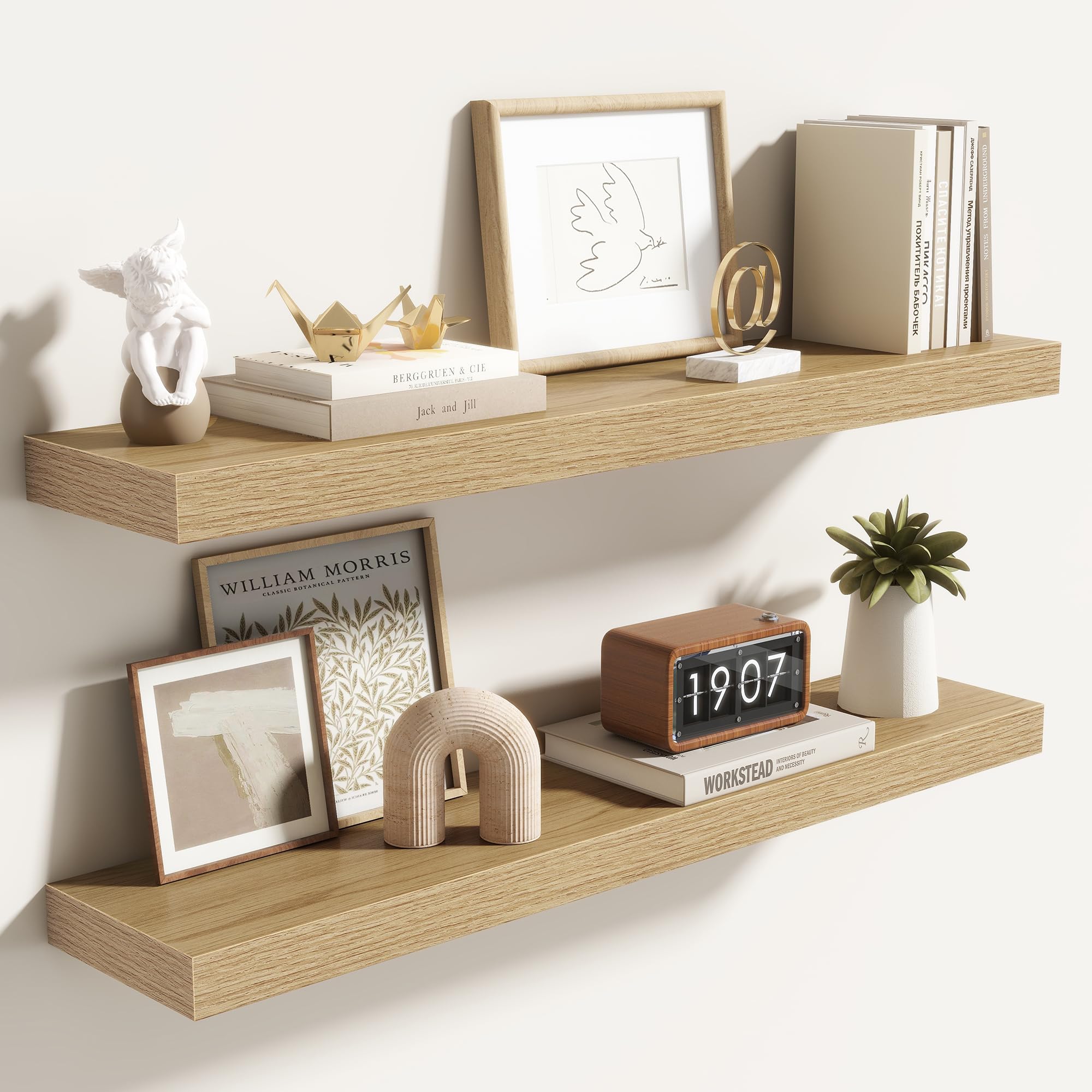 Acovy 80cm Floating Shelves, 6.5Inch(16.5cm) Deep Floating Shelves for Wall, 32 Inch Hanging Shelf with Invisible Brackets, Shelves for Bathroom, Bedroom, Living Room, Set of 2 โ image 1