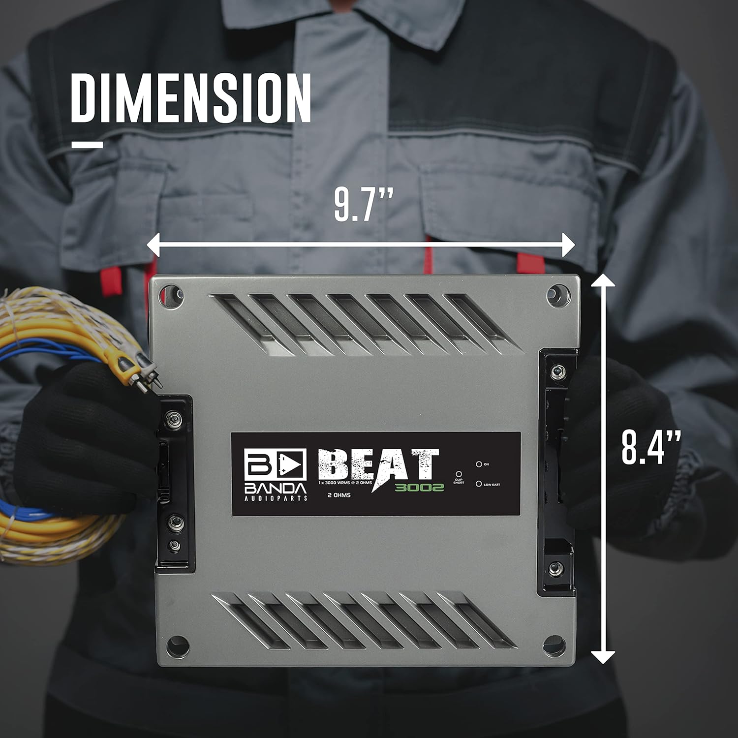 1-Channel Vehicle Audio Amplifier - 3000 Watts High-Powered Mono Bass Amplifier w/Subsonic Filter and Low Pass Filter Stable at 2 ohms, LED Indicators, Sound Specialization - Banda BEAT3002