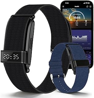 Fitness Trackers Smart Wristband with Hidden Screen(Wrist-Raise Screen Activation) Activity & Sleep Tracker with Heart Rate/HRV/Blood Oxygen, Vibration Alerts, Free APP Black (Universal Size) deal amazon