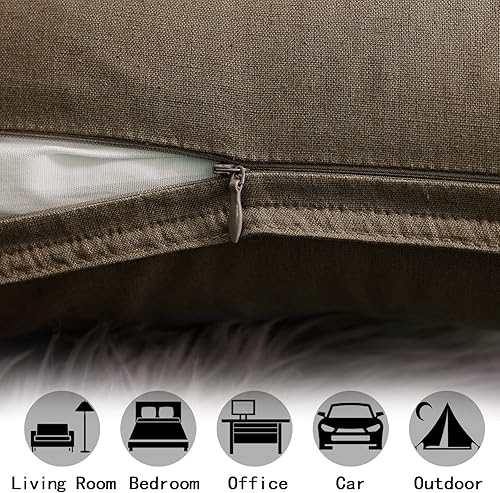 Miniatura 6 de Jeanerlor Funda de almohada decorativa de lino y algodón sólido de 18 x 18 pulgadas con cremallera, funda de cojín europea, funda de almohada