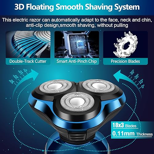 Miniatura 4 de Maquinilla de afeitar eléctrica para hombres, máquina de afeitar giratoria 3D impermeable IPX7, afeitadora inalámbrica recargable para hombres con