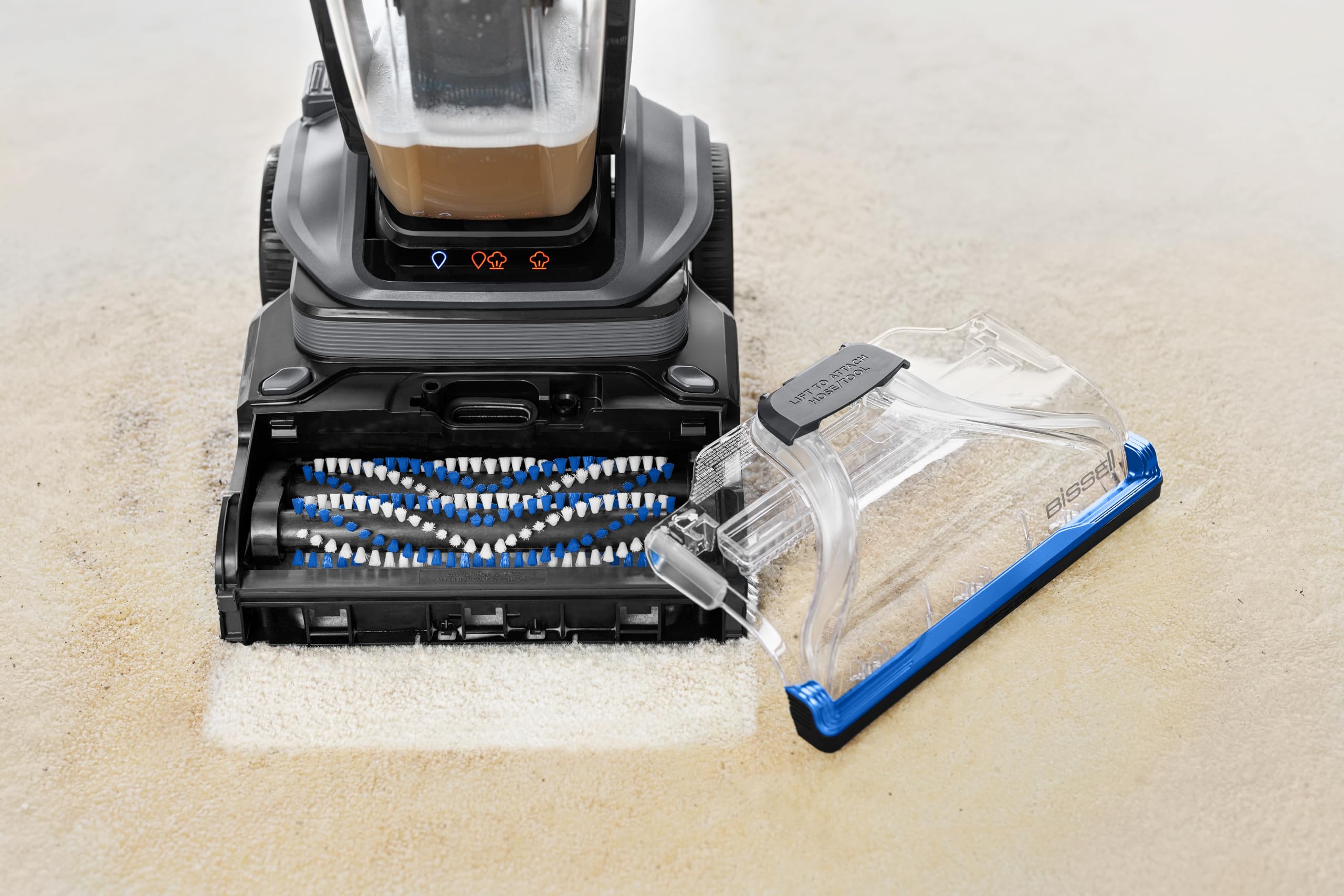 BISSELL Revolution HydroSteam, Nettoyeur Vapeur, Shampouineuse avec Technologie HydroSteam, Nettoyeur de Tapis, Moteur Puissant de 1300W, Nettoyeur Canapé Tissu,Tapis,Tapisserie et Escaliers, 3670N