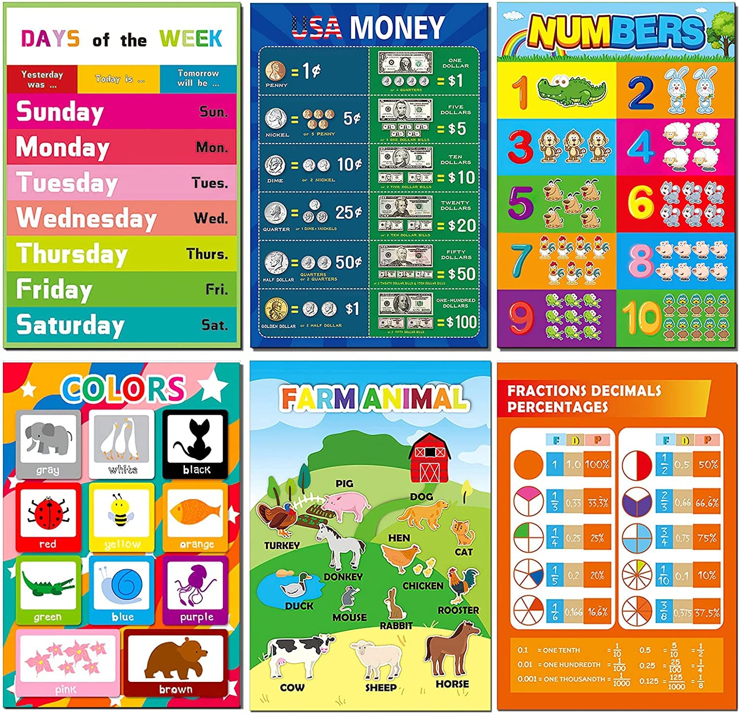 Buy Educational Preschool Posters, 20 Pack Classroom Early Learning