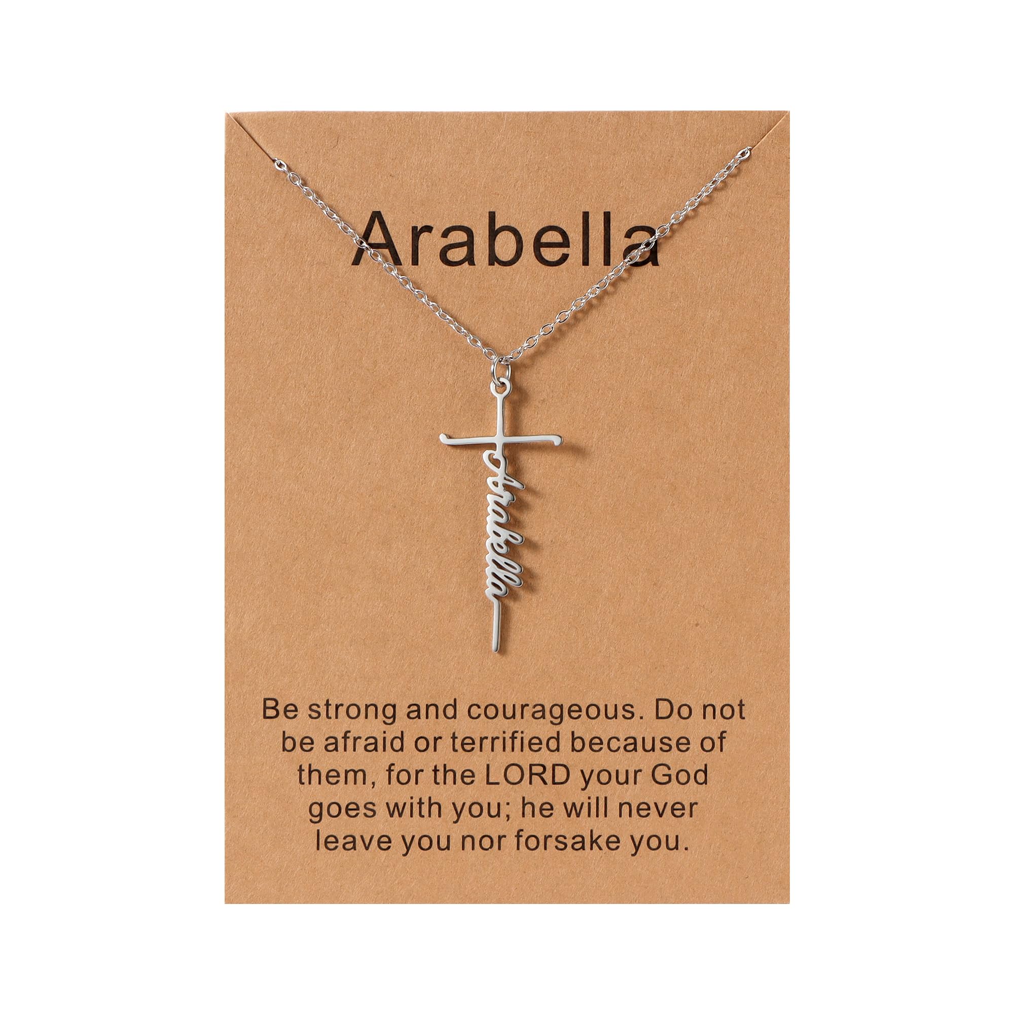 Lcherry Personalized Cross Name Necklace for Women, Custom Nameplate Cross Necklace Customized Valentine's Day Jewelry Birthday Gift for Women Pre-made Name Ara