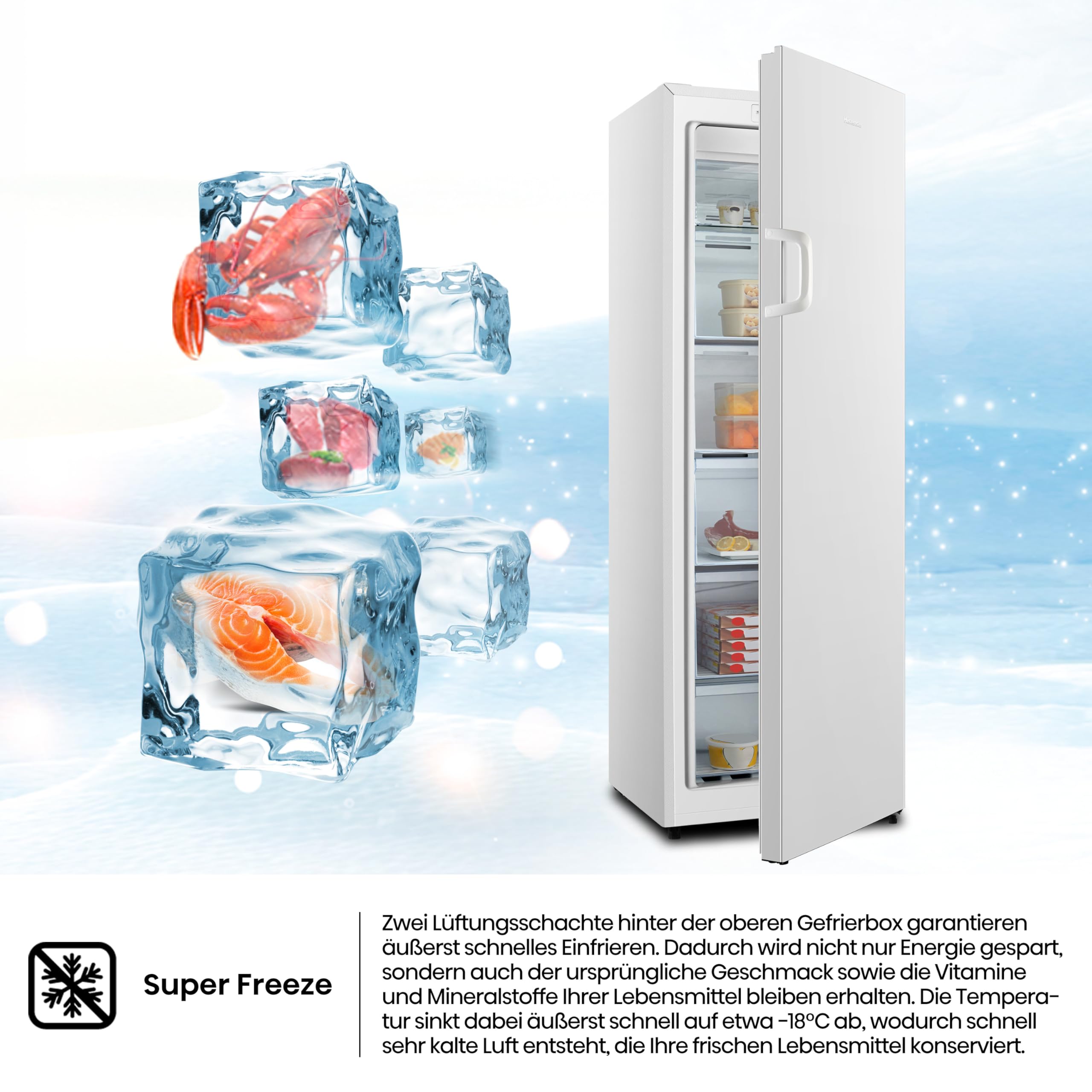 Hisense FV245N4AW2 Gefrierschrank TotalNoFrost SuperFreeze 194 l 41 dB 219 kWh Inox-Look Weiß