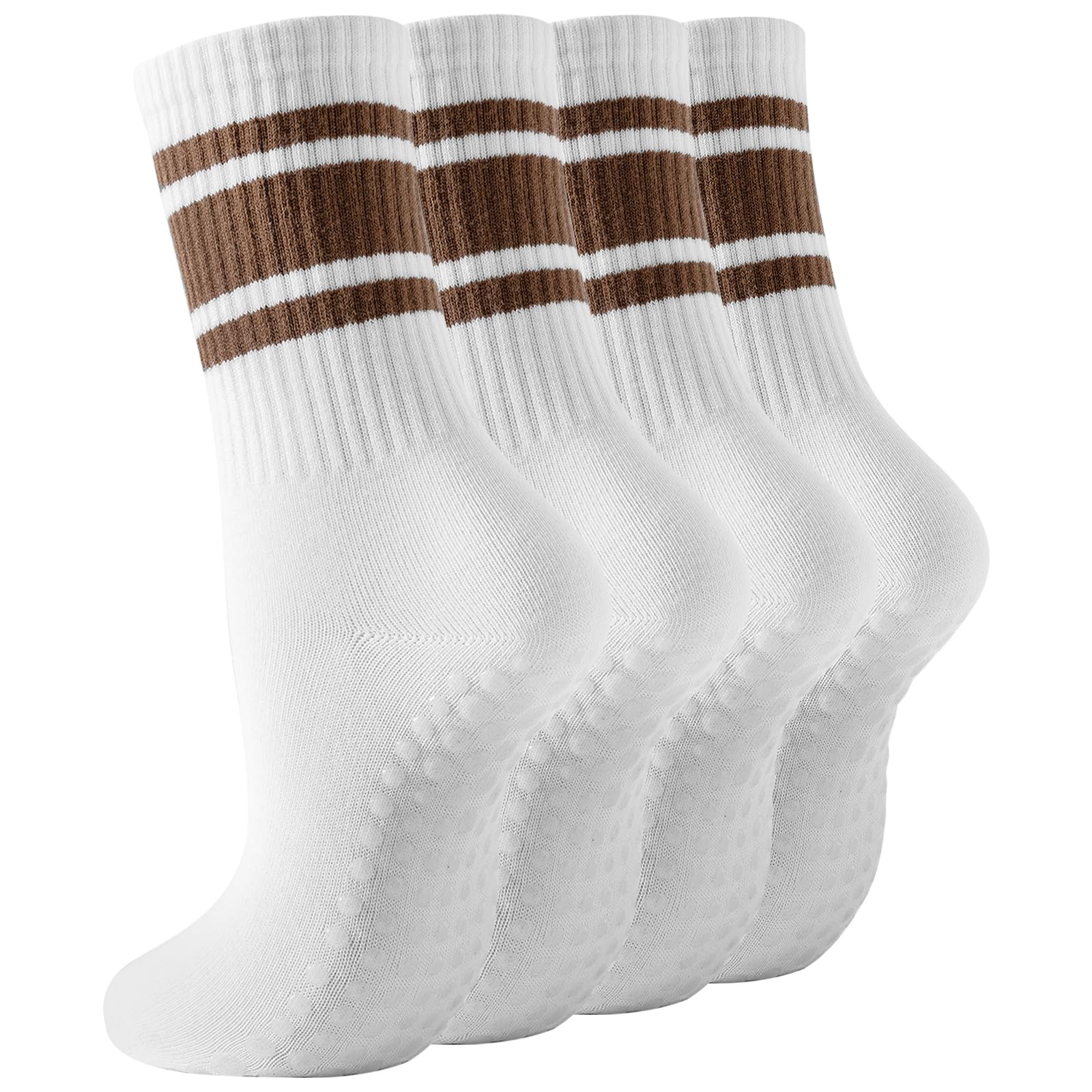 BONANGEL Pilates Socken Rutschfeste Damen 36-40 Grip Yoga Socken | Baumwolle Antirutschsocken für Yoga Reformer Pilates Stoppersocken 4 Paar