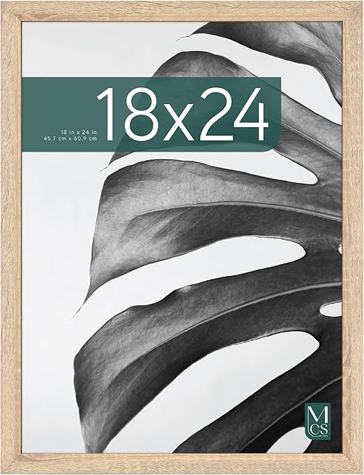 MCS Studio Gallery 18x24 Poster Frame Natural Woodgrain, Vertical & Horizontal Wall Hanging Large Picture Frame for Photos, Posters & Art Prints (1-Pack)
