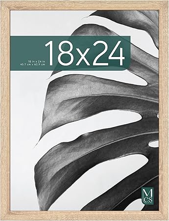 MCS Studio Gallery 18x24 Poster Frame Natural Woodgrain, Vertical & Horizontal Wall Hanging Large Picture Frame for Photos, Posters & Art Prints (1-Pack)