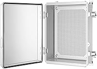 Vista 13 de Caja de conexiones Gratury, carcasa de plástico impermeable IP67 para proyectos eléctricos, cubierta con bisagras gris, incluye placa de montaje