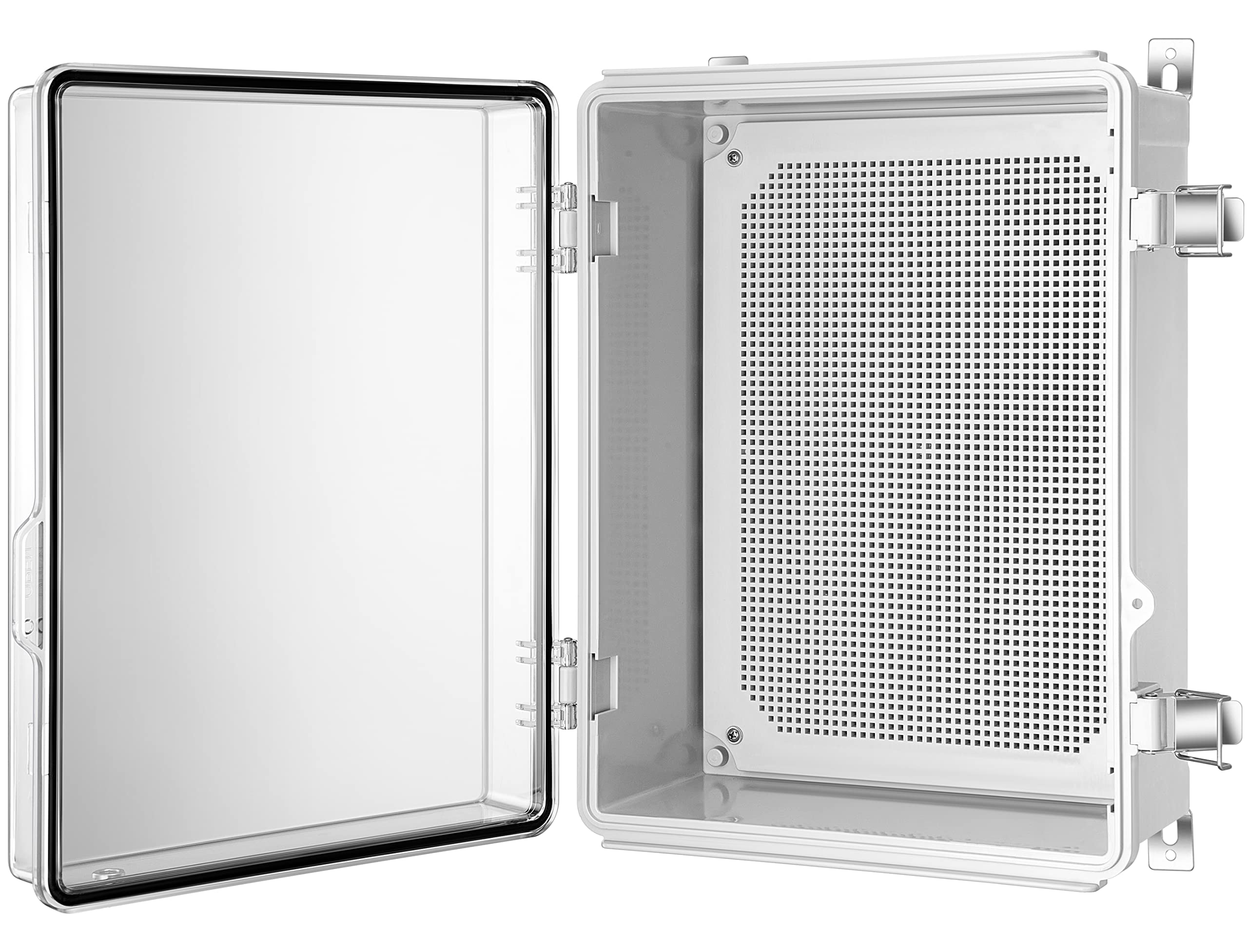 Gratury Junction Box, IP67 Waterproof Plastic Enclosure for Electrical Project, Hinged Transparent Cover, Includes Mounting Plate and Wall Bracket 410×310×180mm (16.1"x12.2"x7.1" TC)