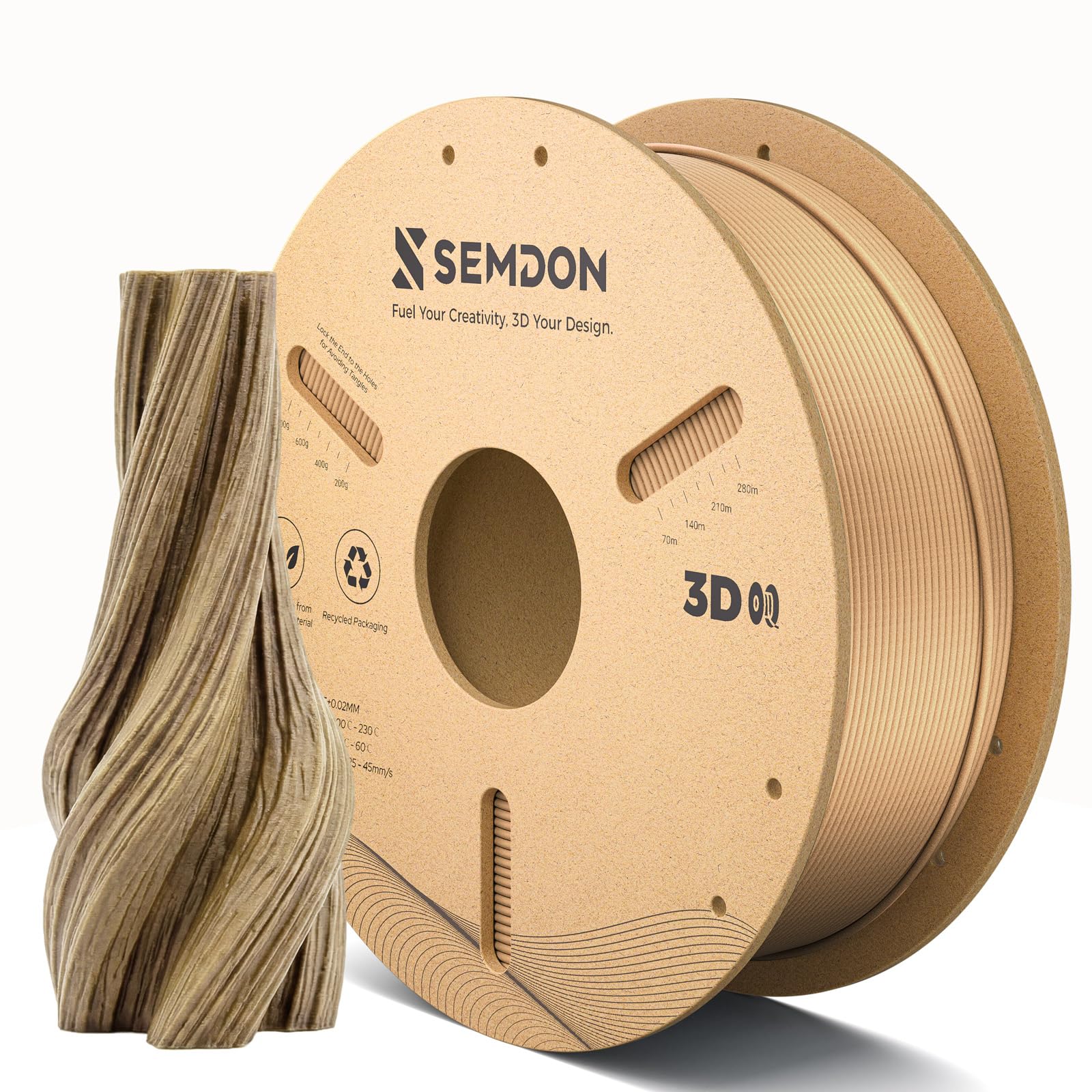 Wood PLA Filament, Maple Wood 3D Printer Filament 1.75mm +/- 0.02 mm