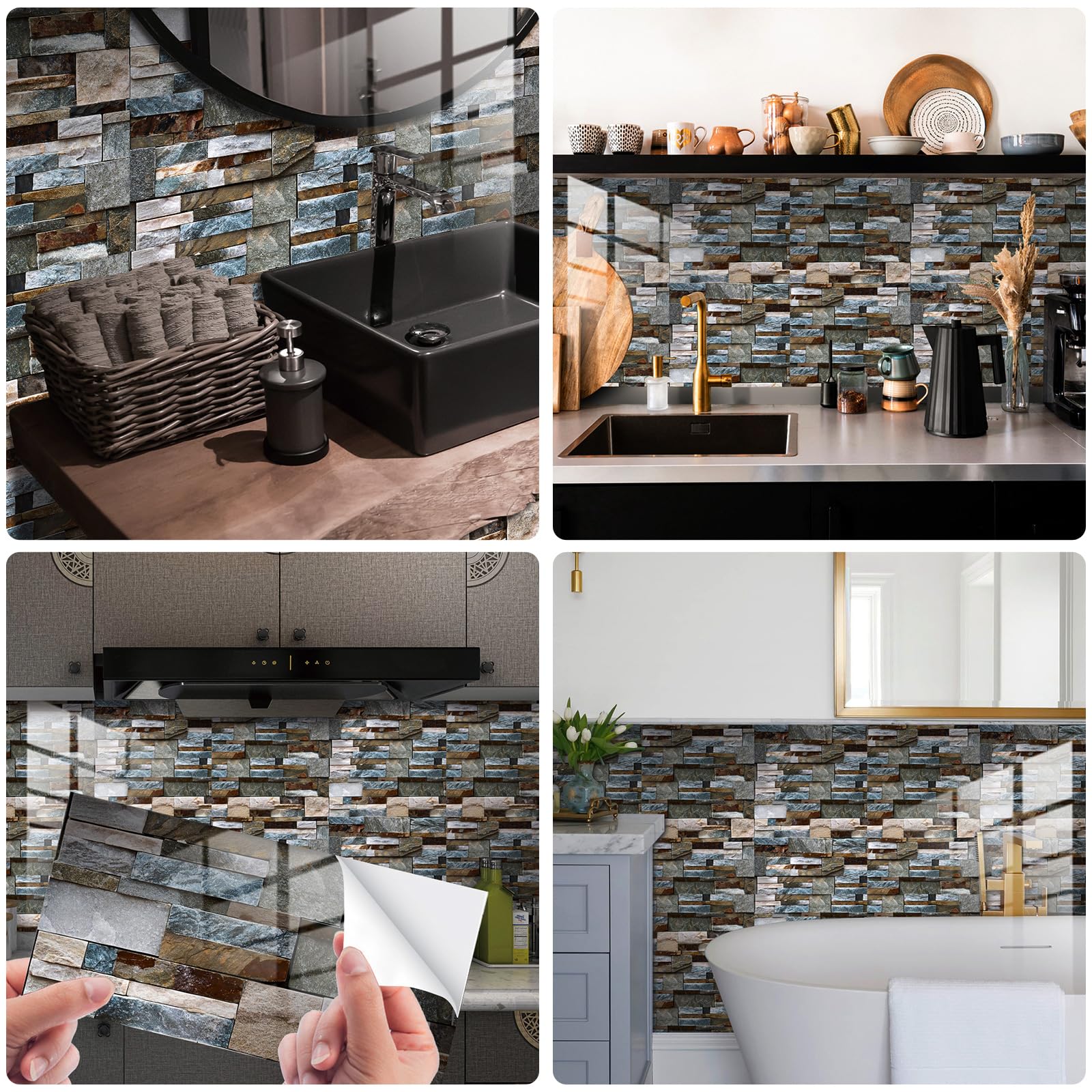Adesivo per piastrelle, marmorizzazione, 15 x 30 cm, autoadesivo per piastrelle in PVC, per bagno e cucina, per parete posteriore della cucina, armadio, mobili, sala da pranzo e tavolo (H, 32)