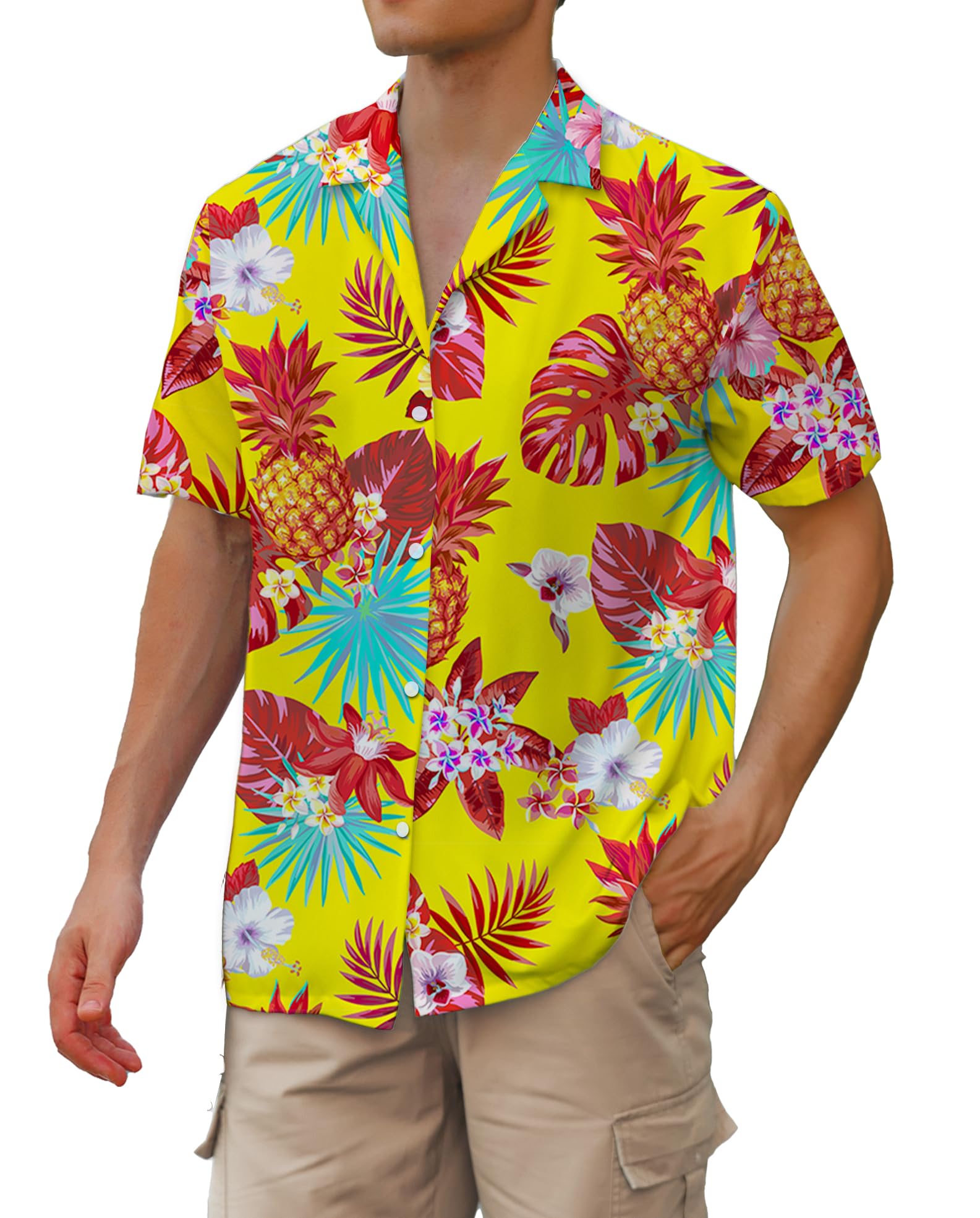 Cromoncent Hawaiian Shirt for Boy&amp;Men Short Sleeve Cuban Collar Tropical Holiday Summer Beach Shirts