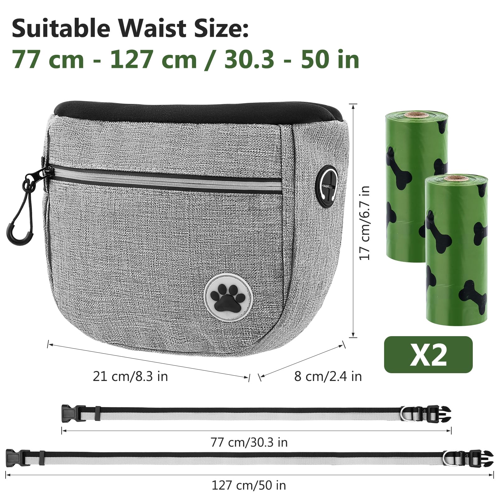 JETOP Premium Dog Treat Pouch for Dog Training Large Capacity Dog Walking Bag with Poop Bag Holder Dog Treat Bag with Adjustable Belt Puppy Treat Bag Dog Walking Bum Bag for Men and Women - Image 2