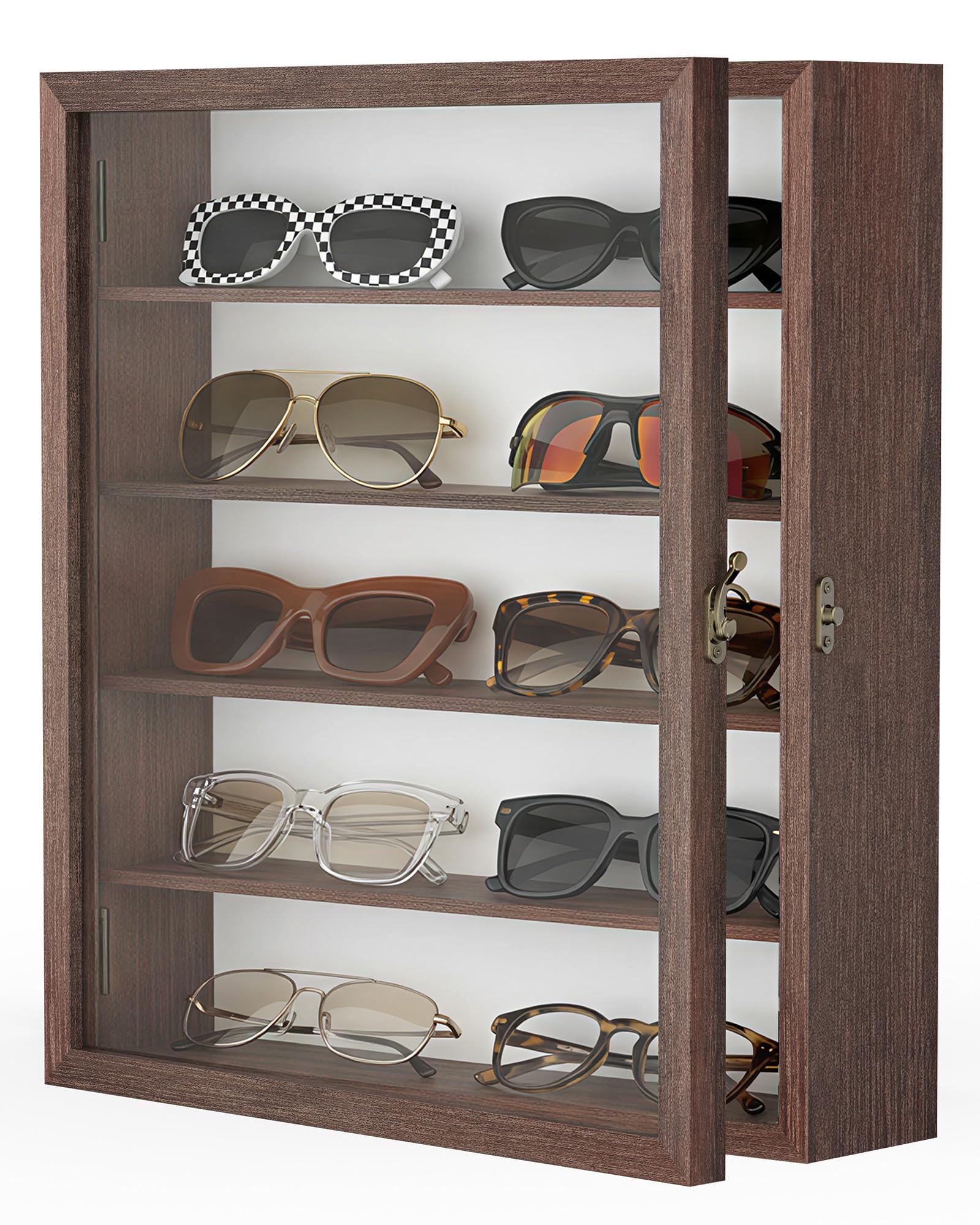TJ.MOREE Sunglass Organizer Wall Mounted Glasses Holder Display Case 5 Tier