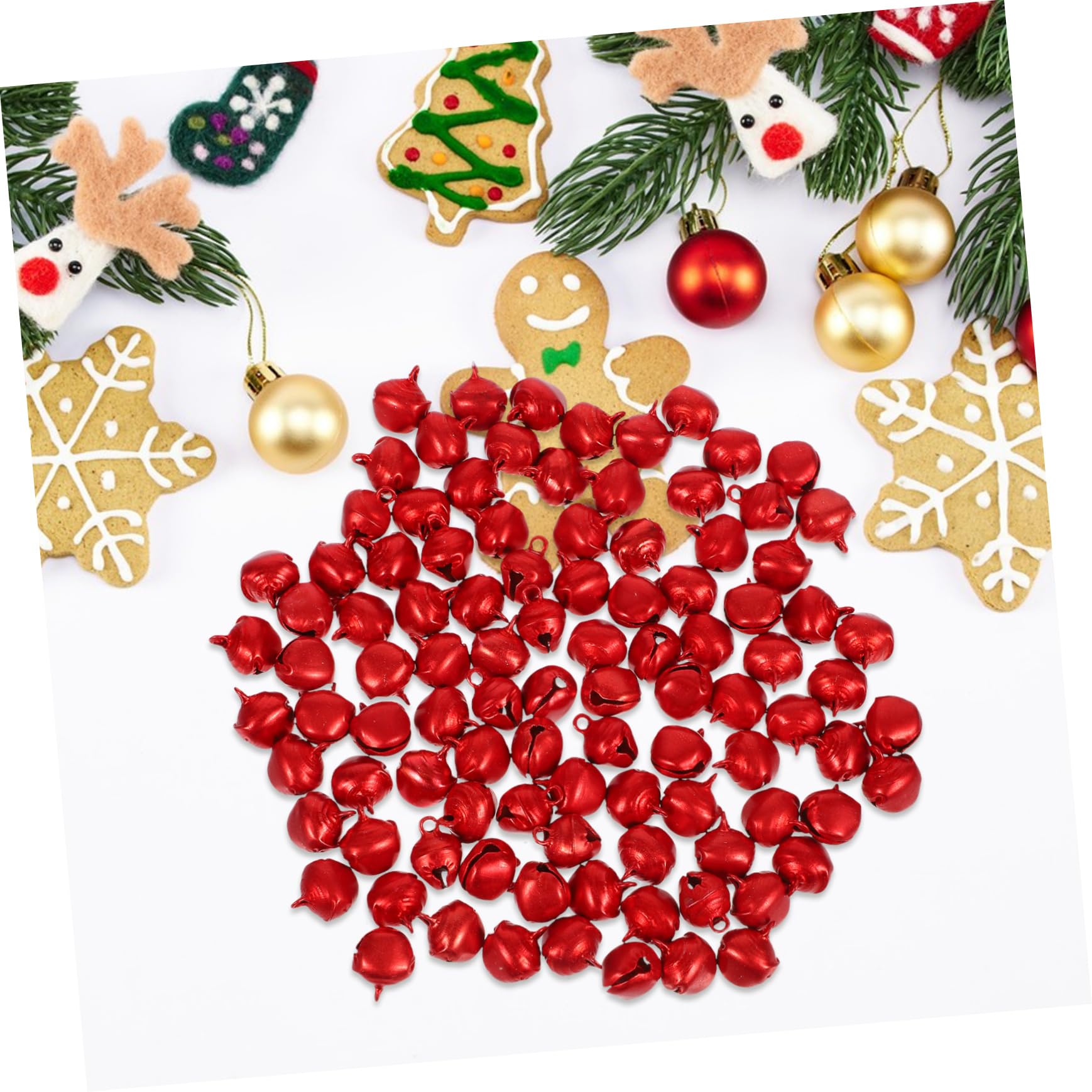 Uonlytech 5 Set Campane di Natale Piccolo Campane Appese di Natale Colorato Tintinnio con Piccole per L'artigianato llo Tintinnante Alluminio Rosso 100 Pezzi*5