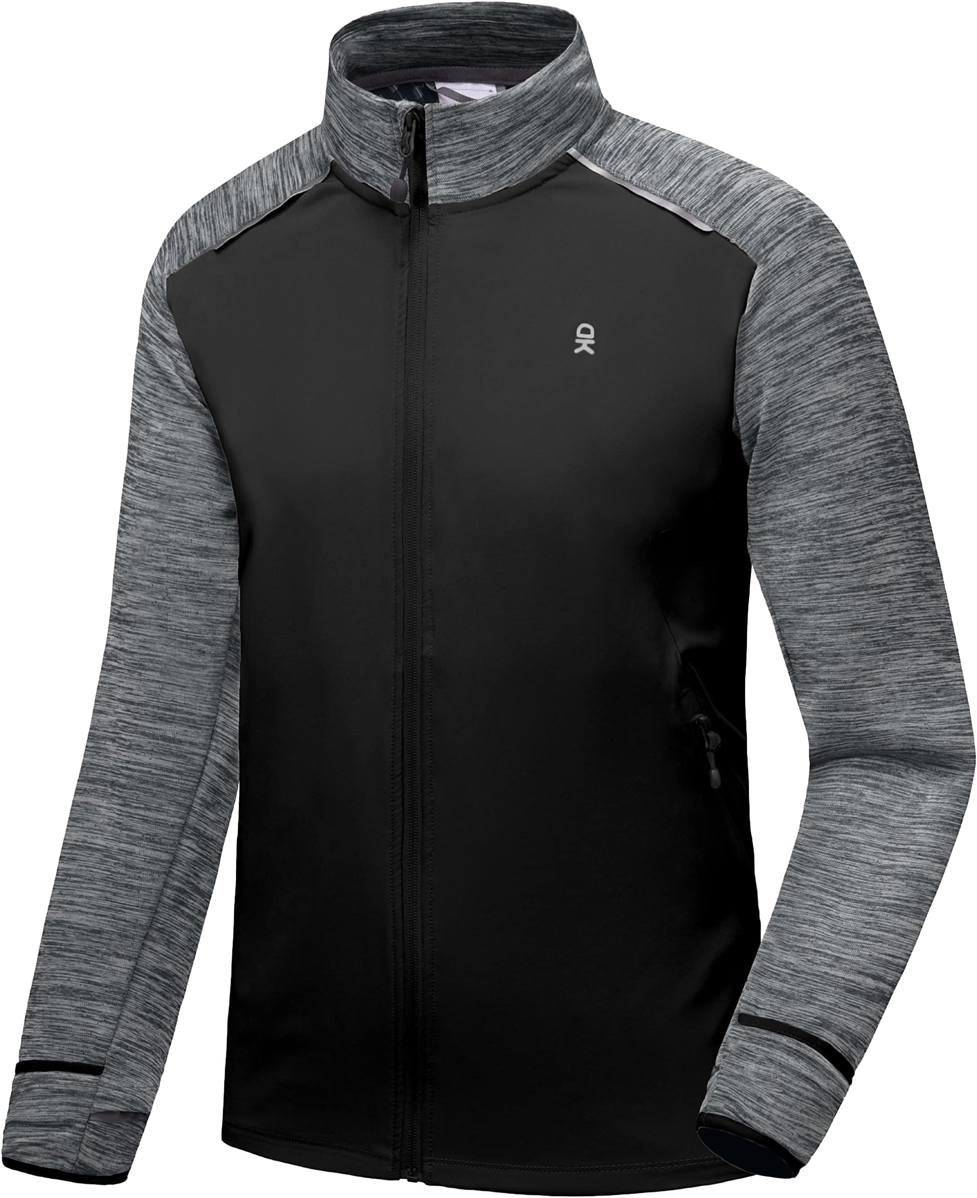 Men's Quick Dry Warm Lightweight Running Jacket Full Zip Thermal Hybrid Thumbholes Golf Track Jacket