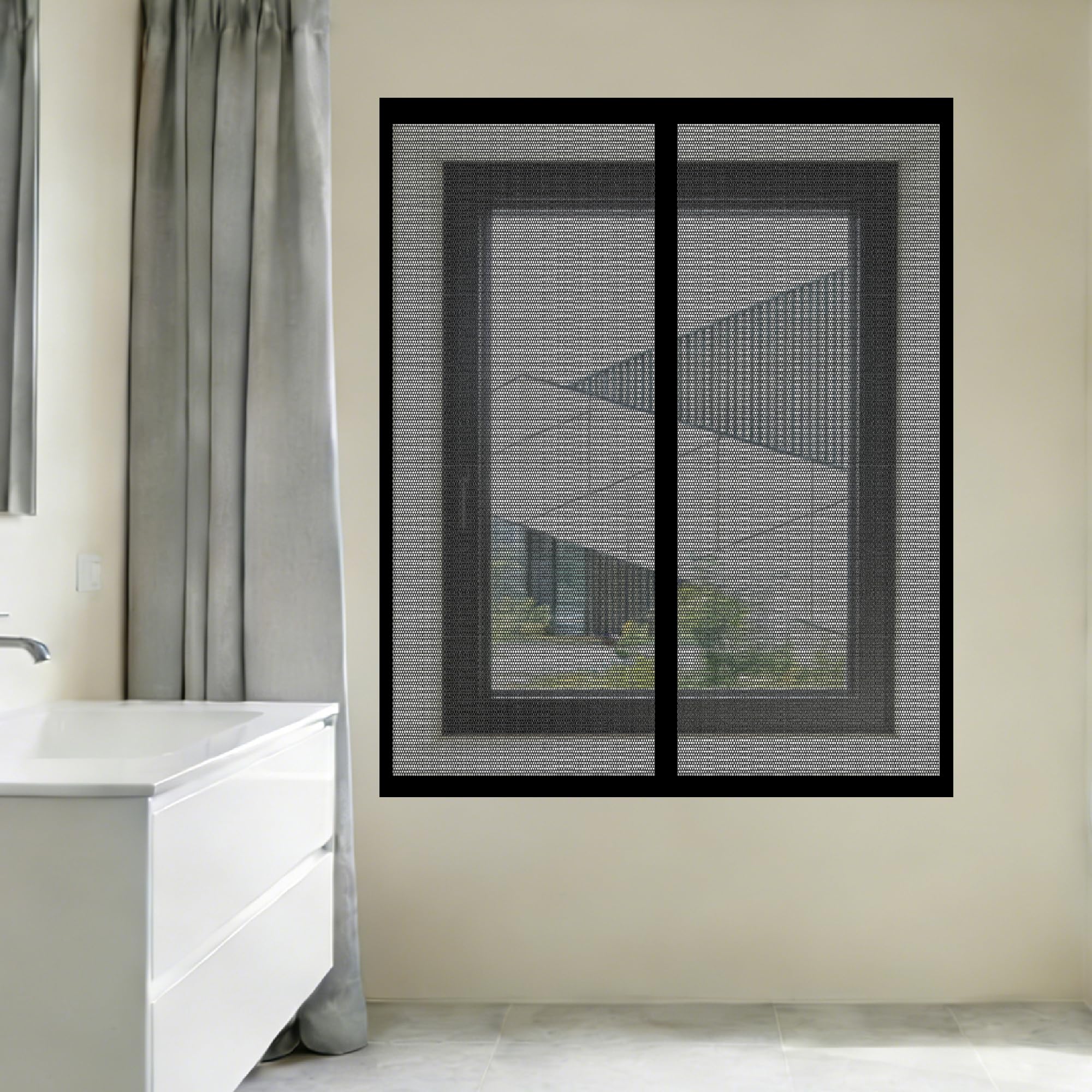 Fly Screens Windows 70 x 180 cm Keep Fly Mosquito Out Silent Insect Mesh that Close Automatically Custom Size for Living Room Bedroom Offfice, Black